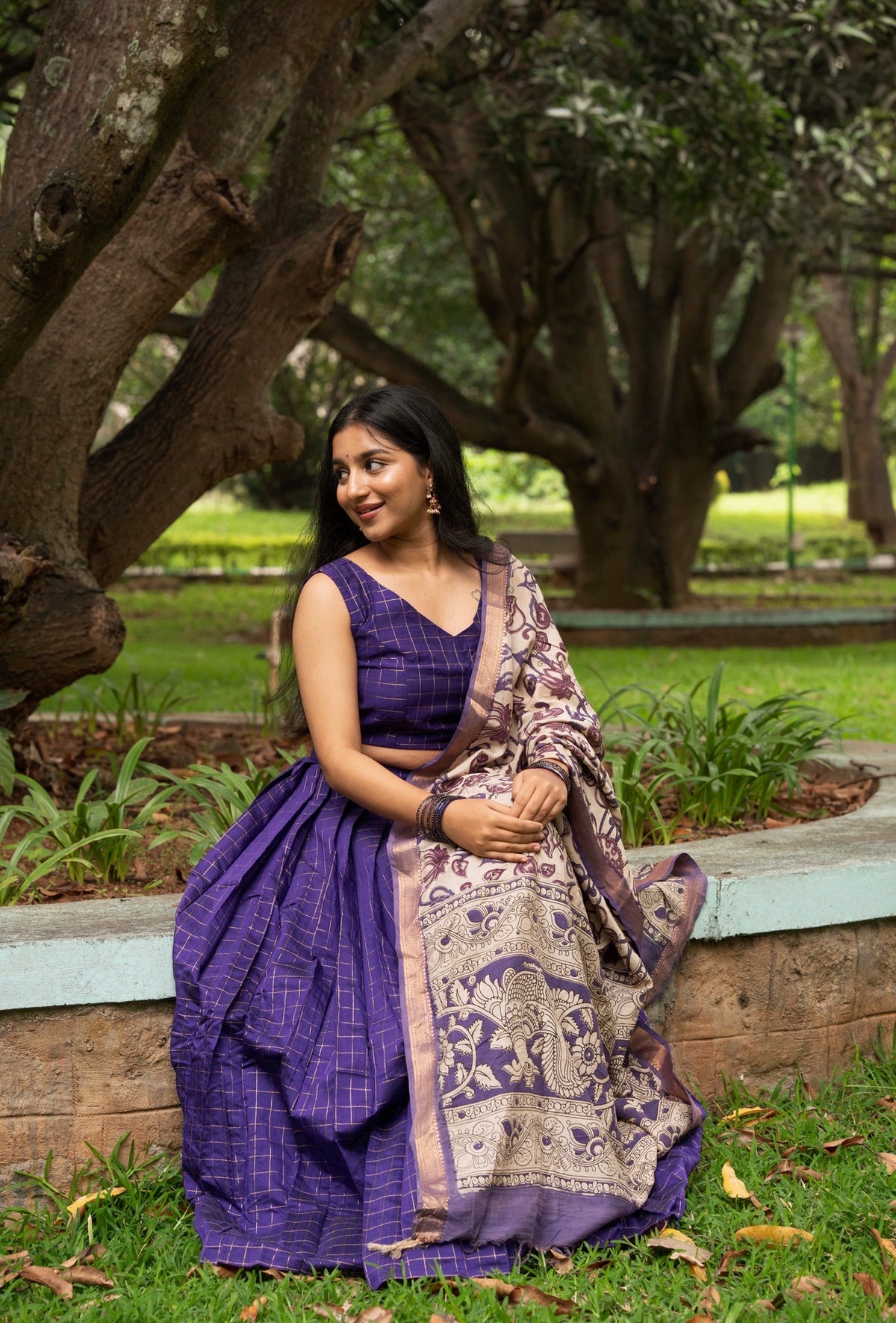Amudha – Violet Raw Silk Skirt & Crop Top Set