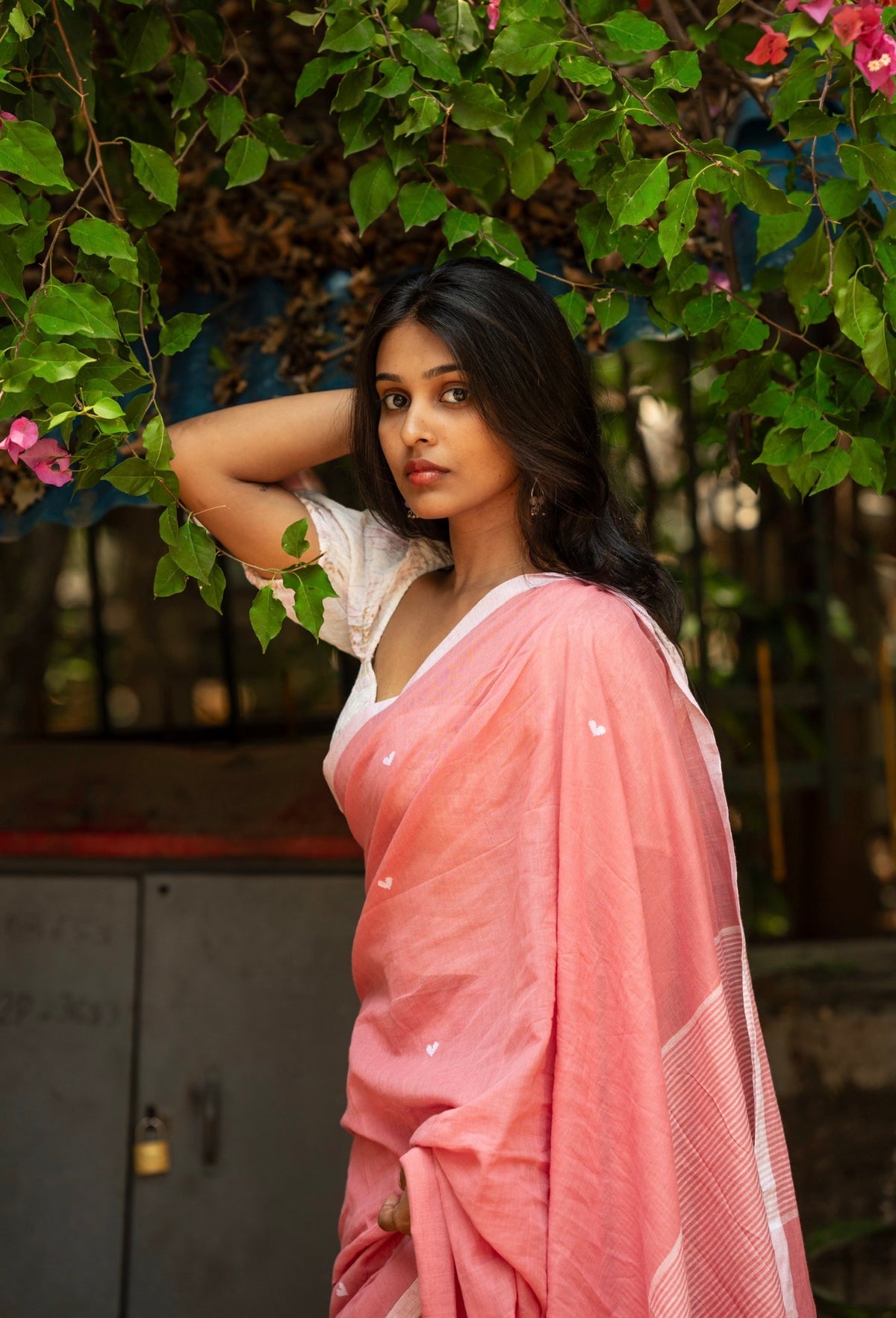 Sana-Heart embroidered jamdani saree