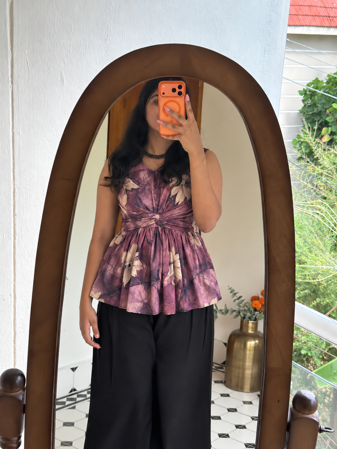 KRITHI - purple floral top