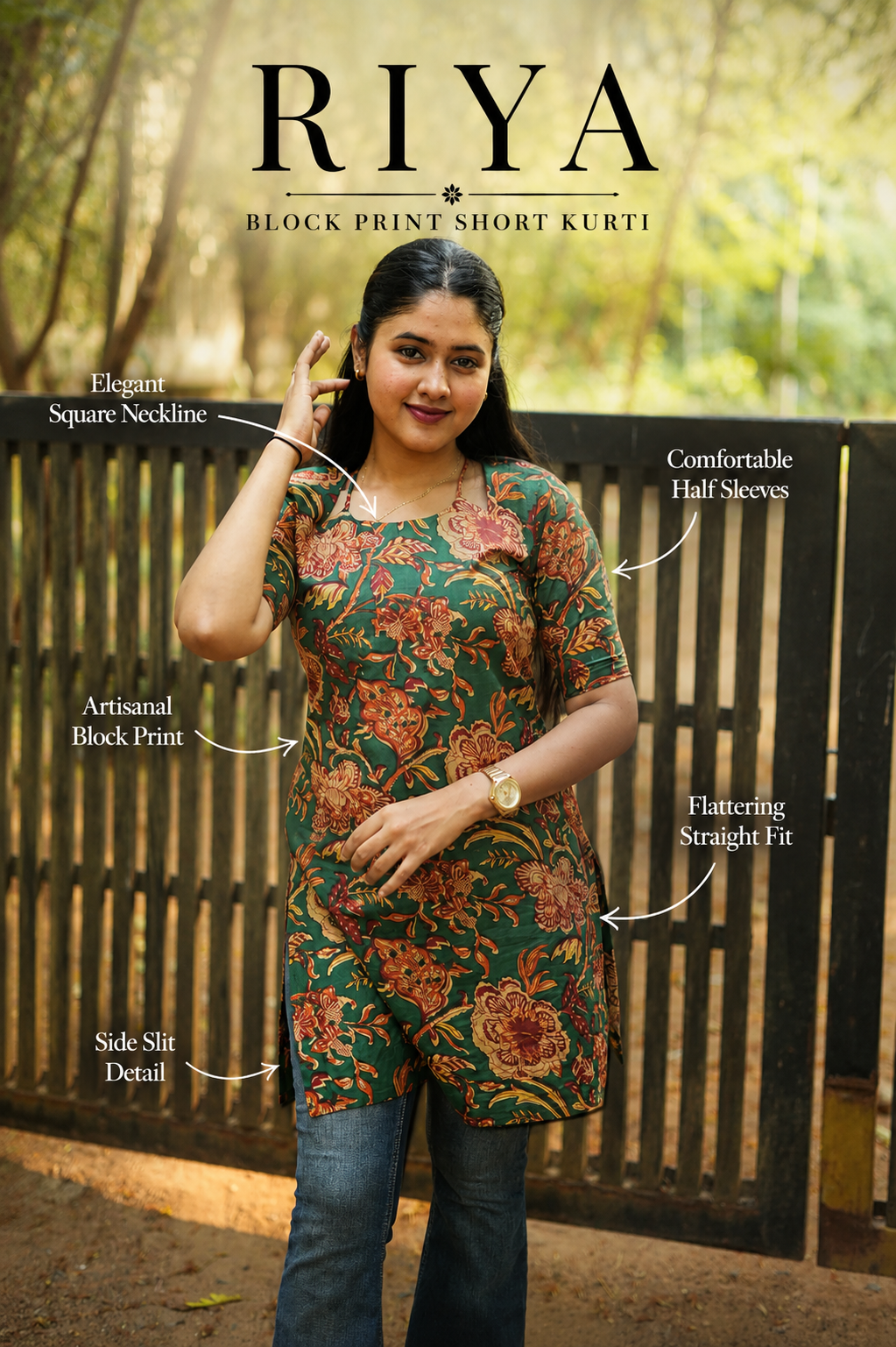 Riya-Block print short kurti(VC1043)