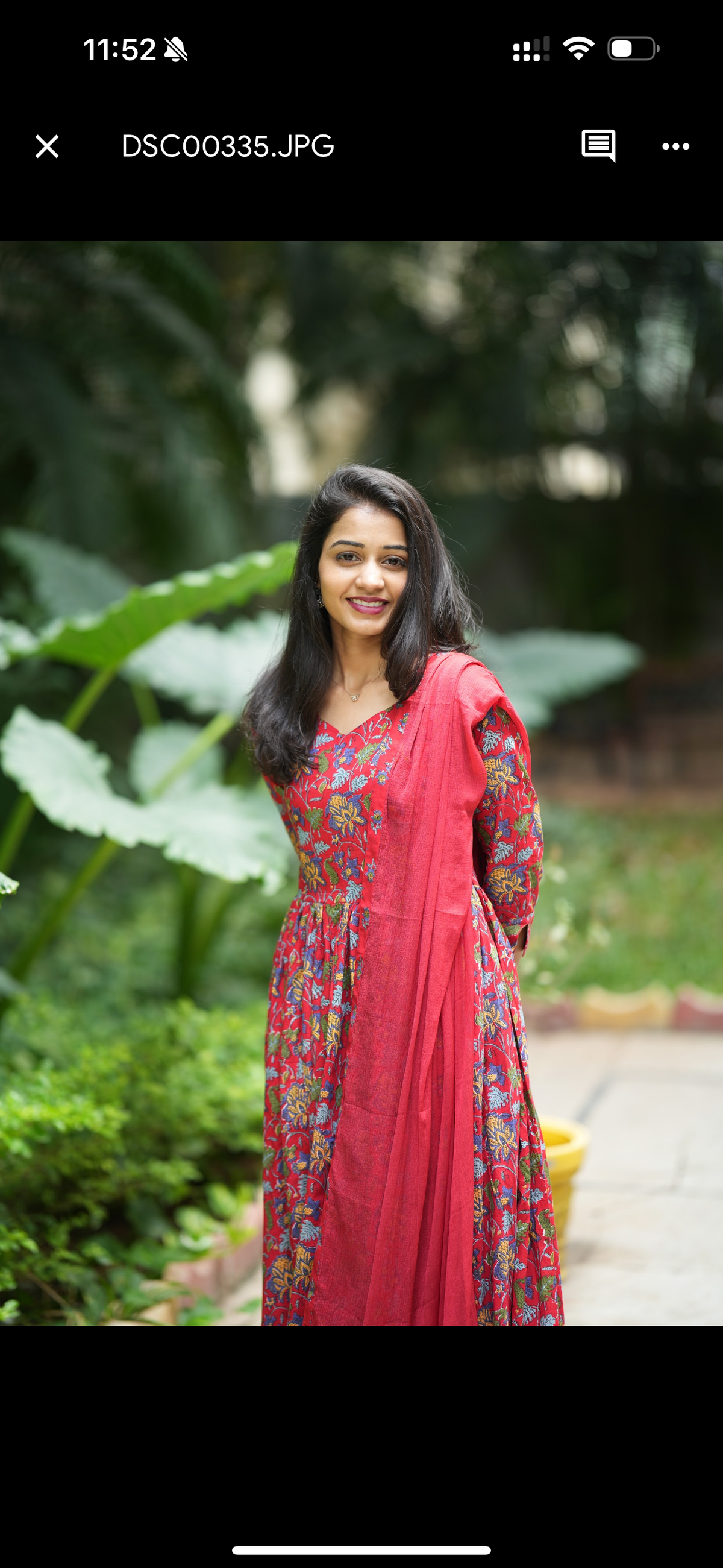 Sneha – Pink Block Print Anarkali with Chiffon Dupatta