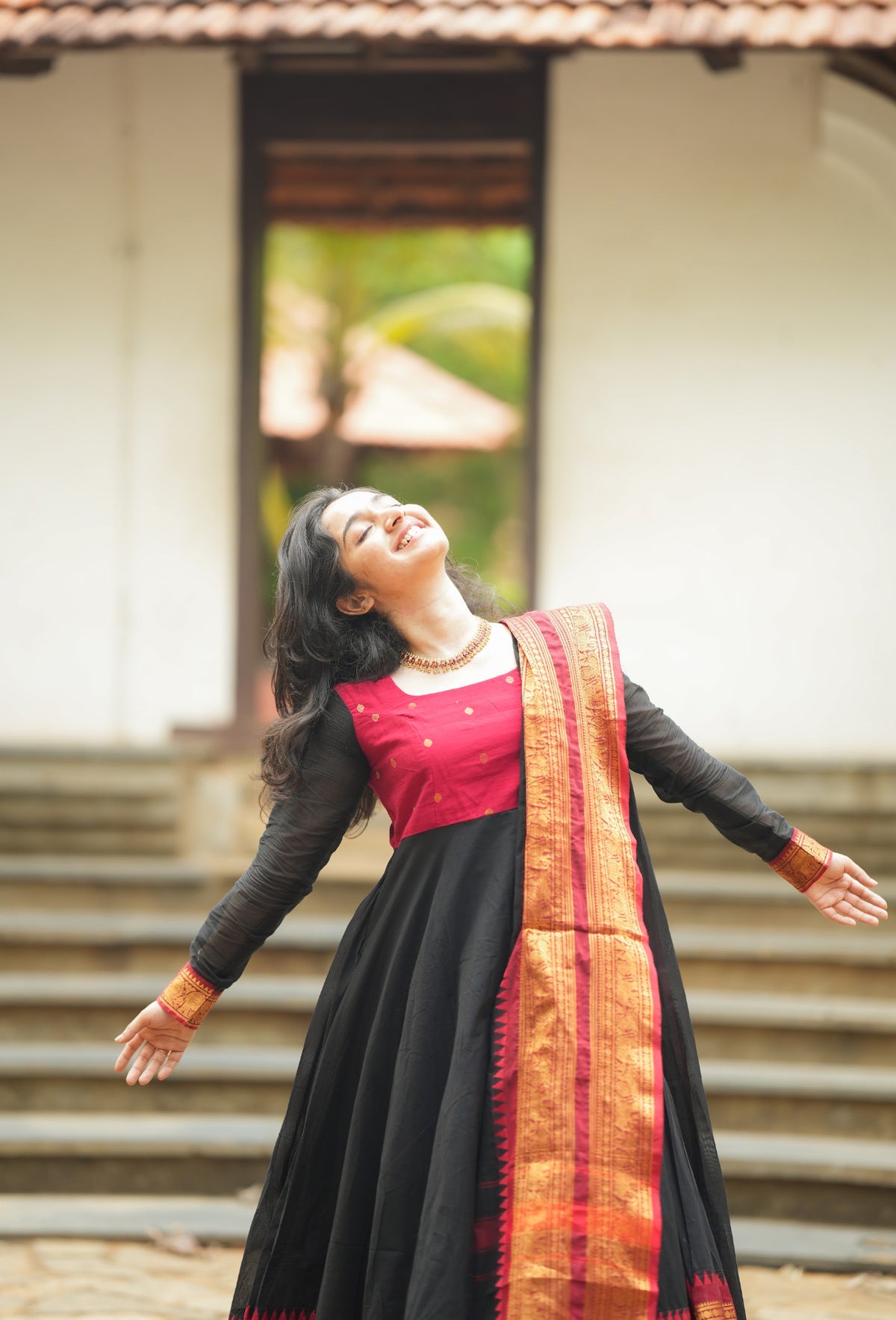 Damini – Red Chettinad Cotton Full-Flare Anarkali Suit