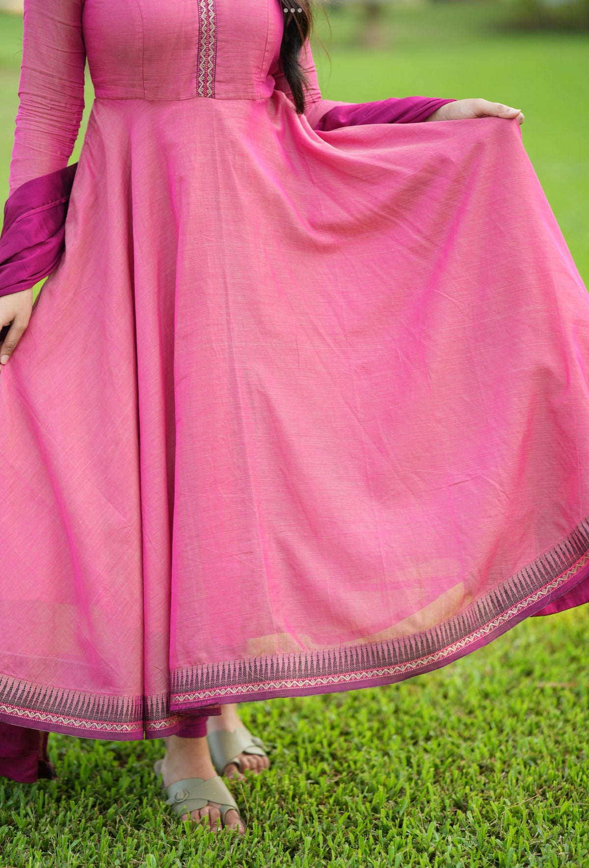 Akila – Pink Narayanpet Handloom Anarkali Suit