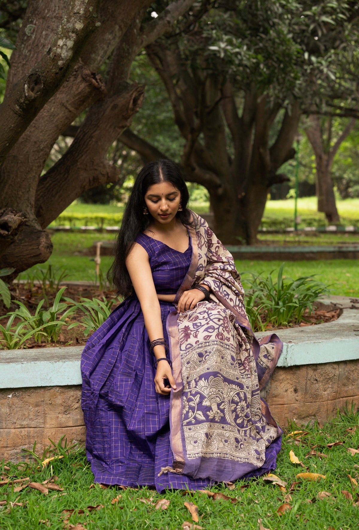 Amudha – Violet Raw Silk Skirt & Crop Top Set
