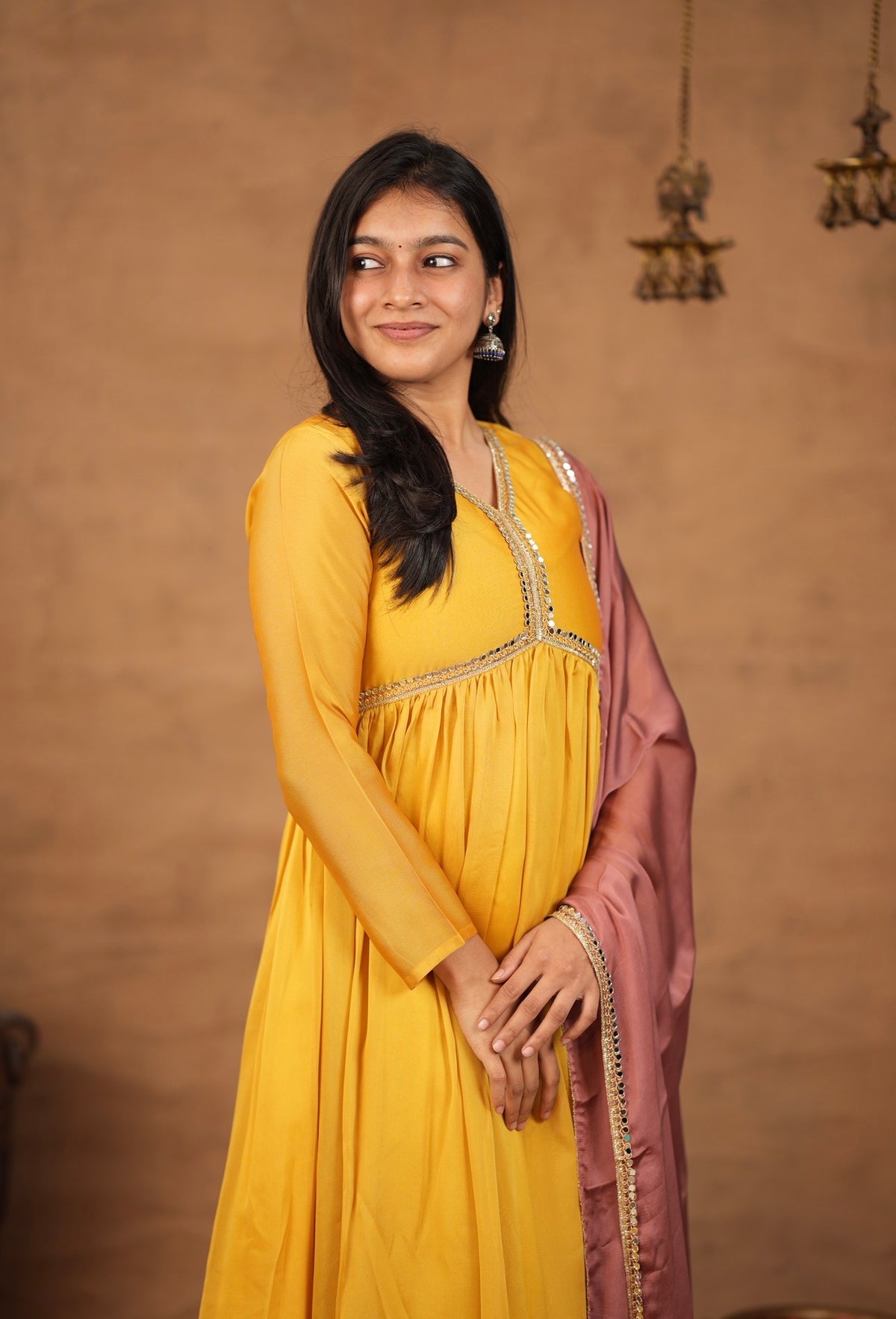Tulsi Haldi – Yellow Alia-Cut Anarkali & Dupatta Set