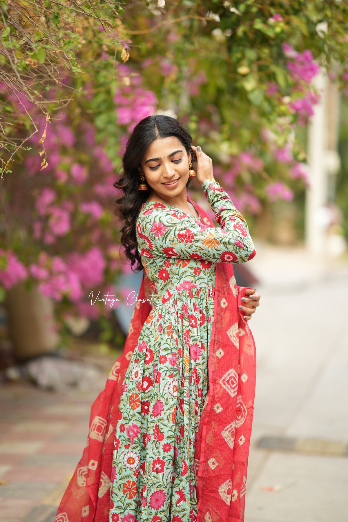 Sita – Floral Organic Cotton Block Print Anarkali Suit Set