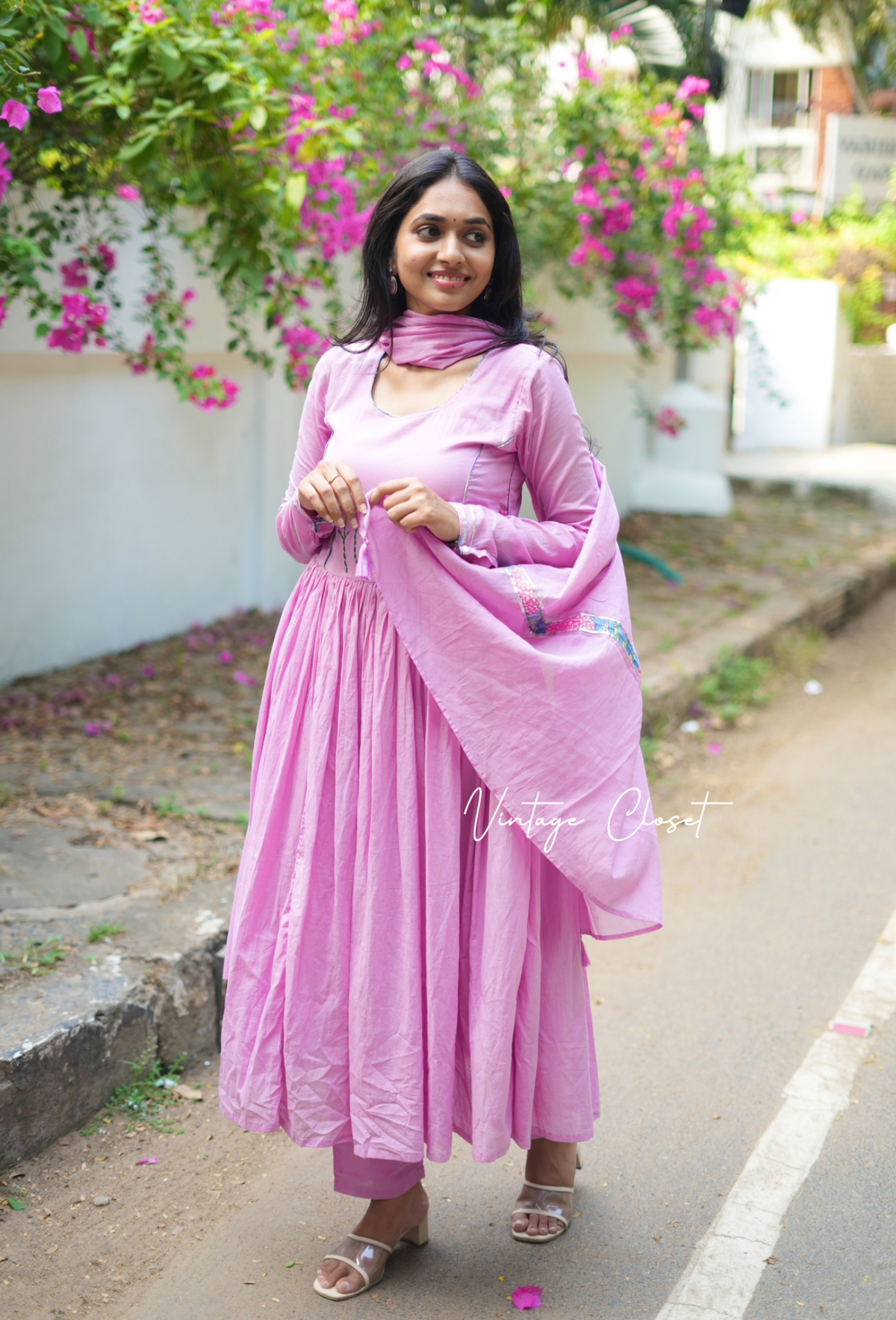 Bhoomika – Pink Embroidered Mul Cotton Flared Kurti