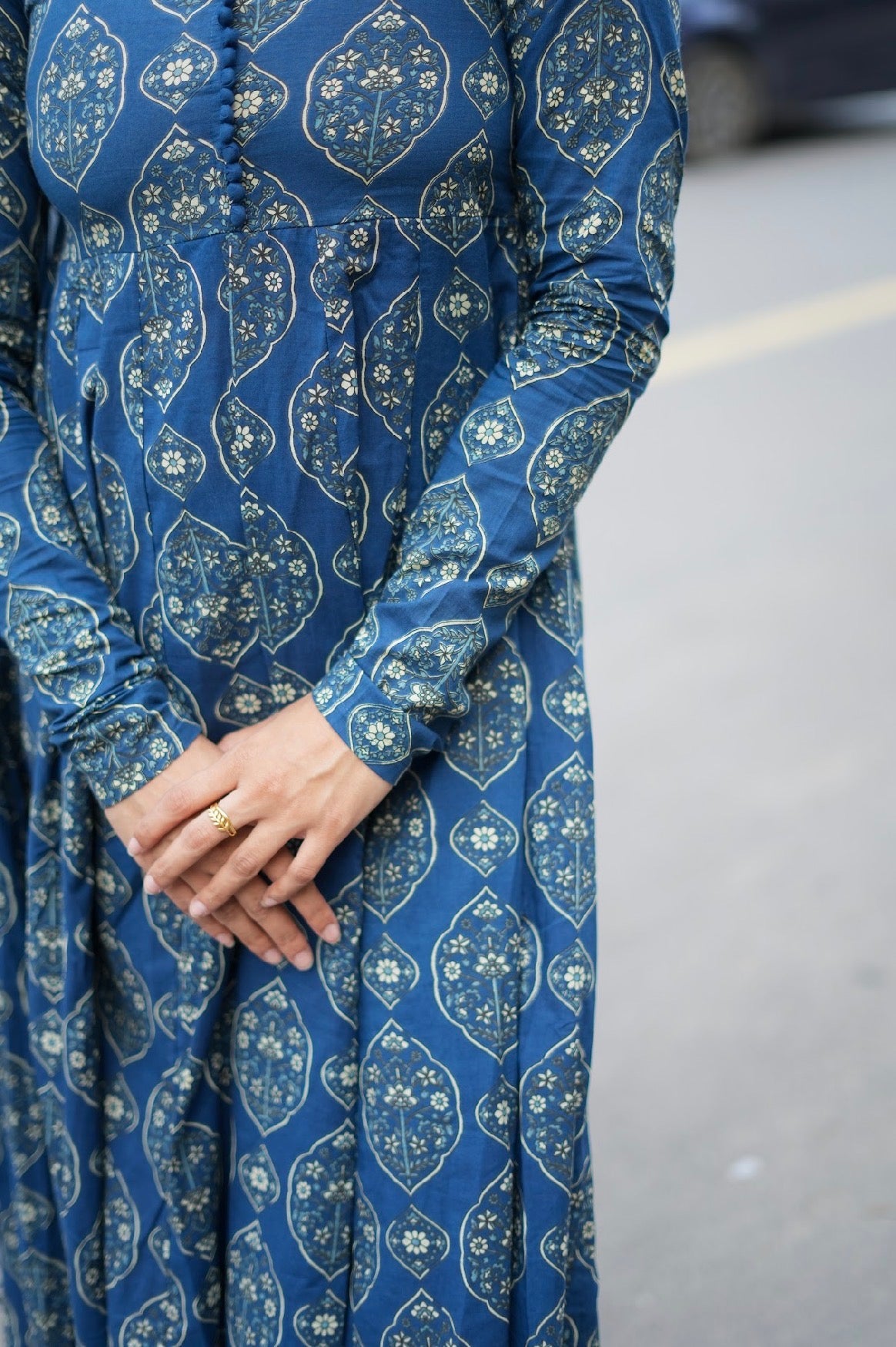 Shwetha – Indigo Organic Cotton Block Print Anarkali Suit