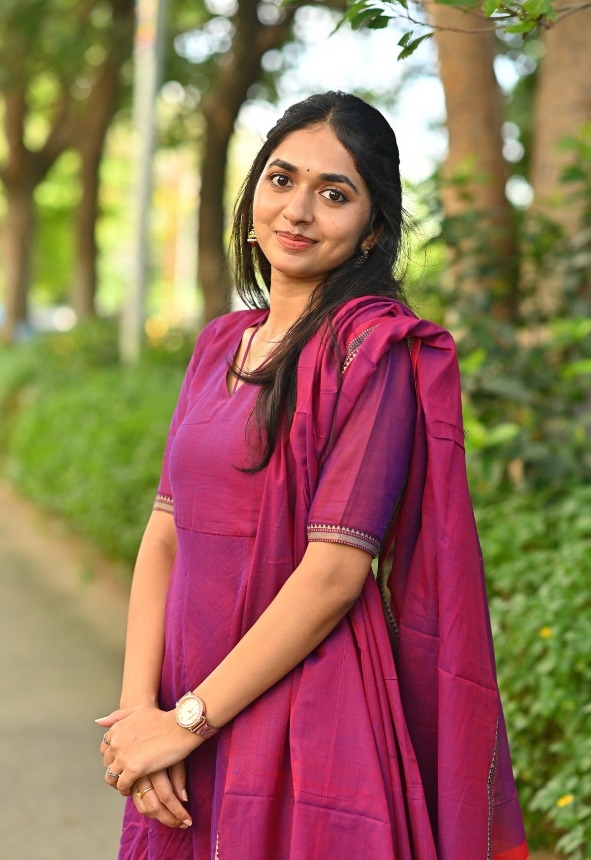 Padmini – Wine Violet Narayanpet Anarkali & Dupatta Set
