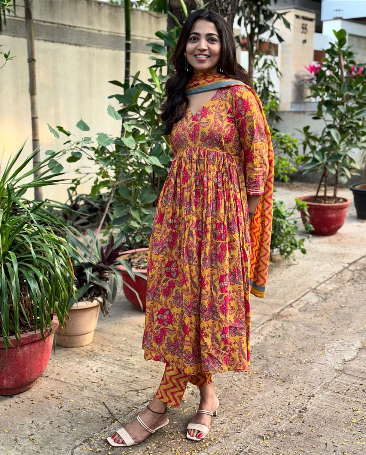 Sanjana – Mustard Sequin Kurta Suit Set