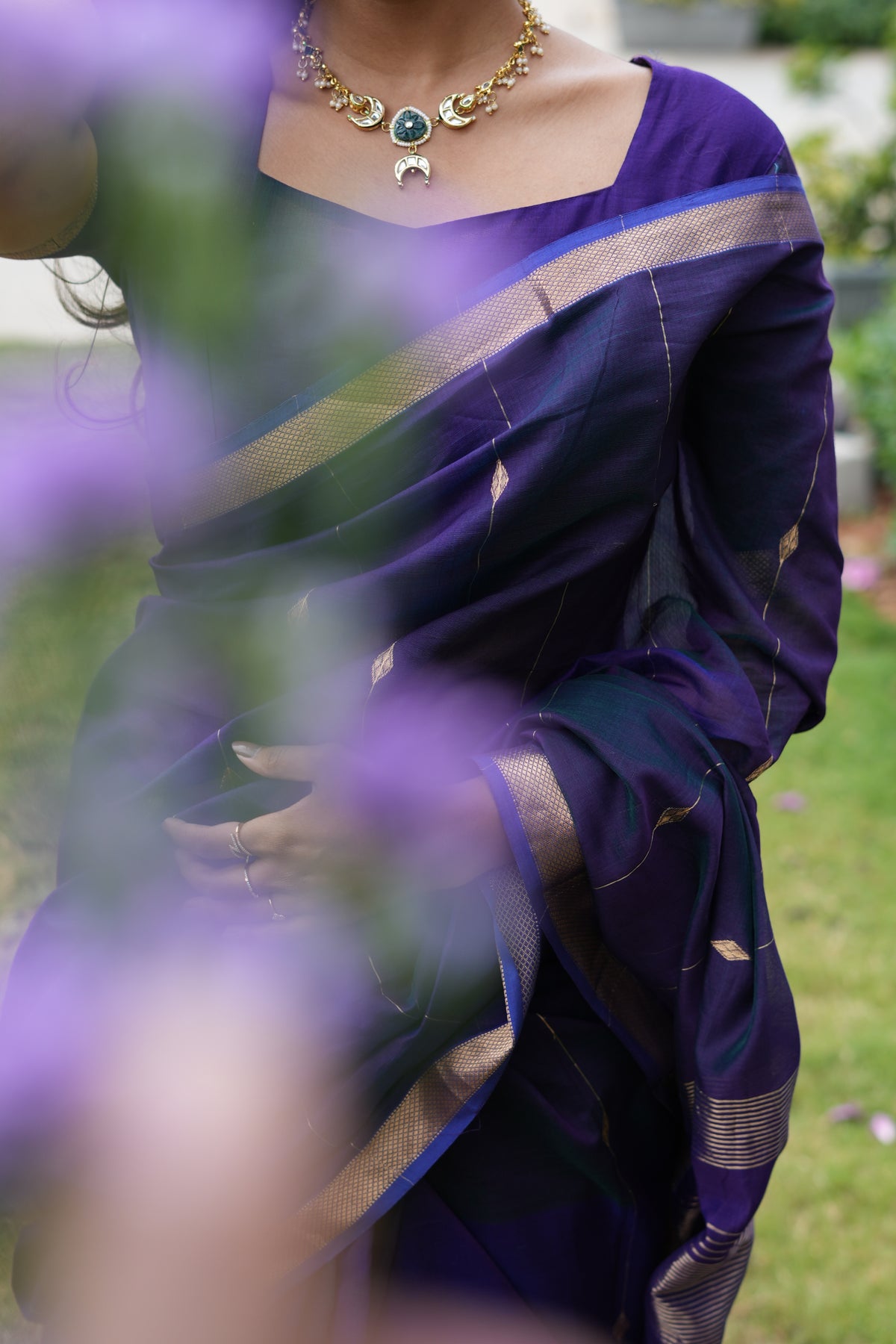 Sundari-Violet (Maheshwari silk saree)