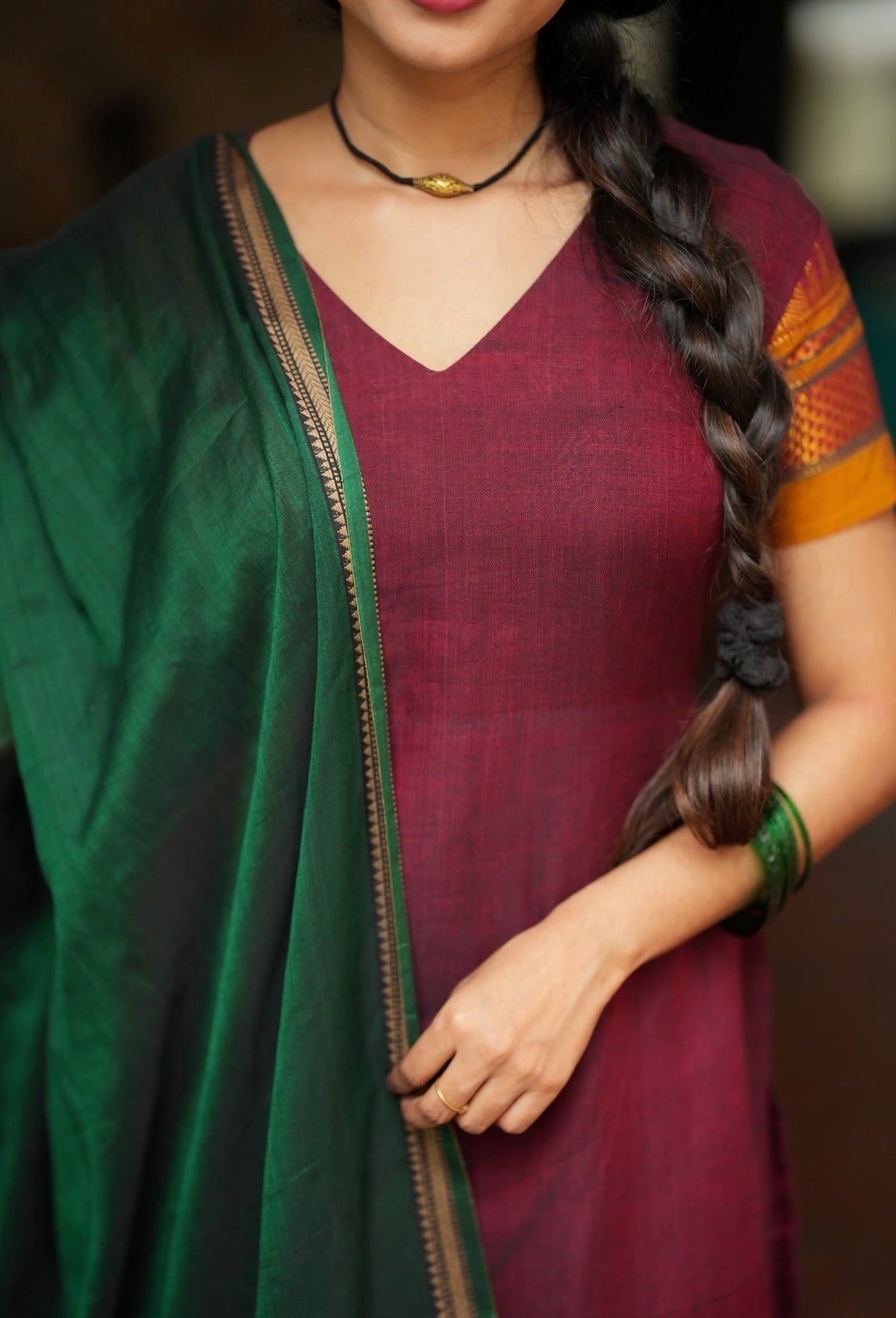 Nandhini – Narayanpet Handloom Straight Fusion Suit Set