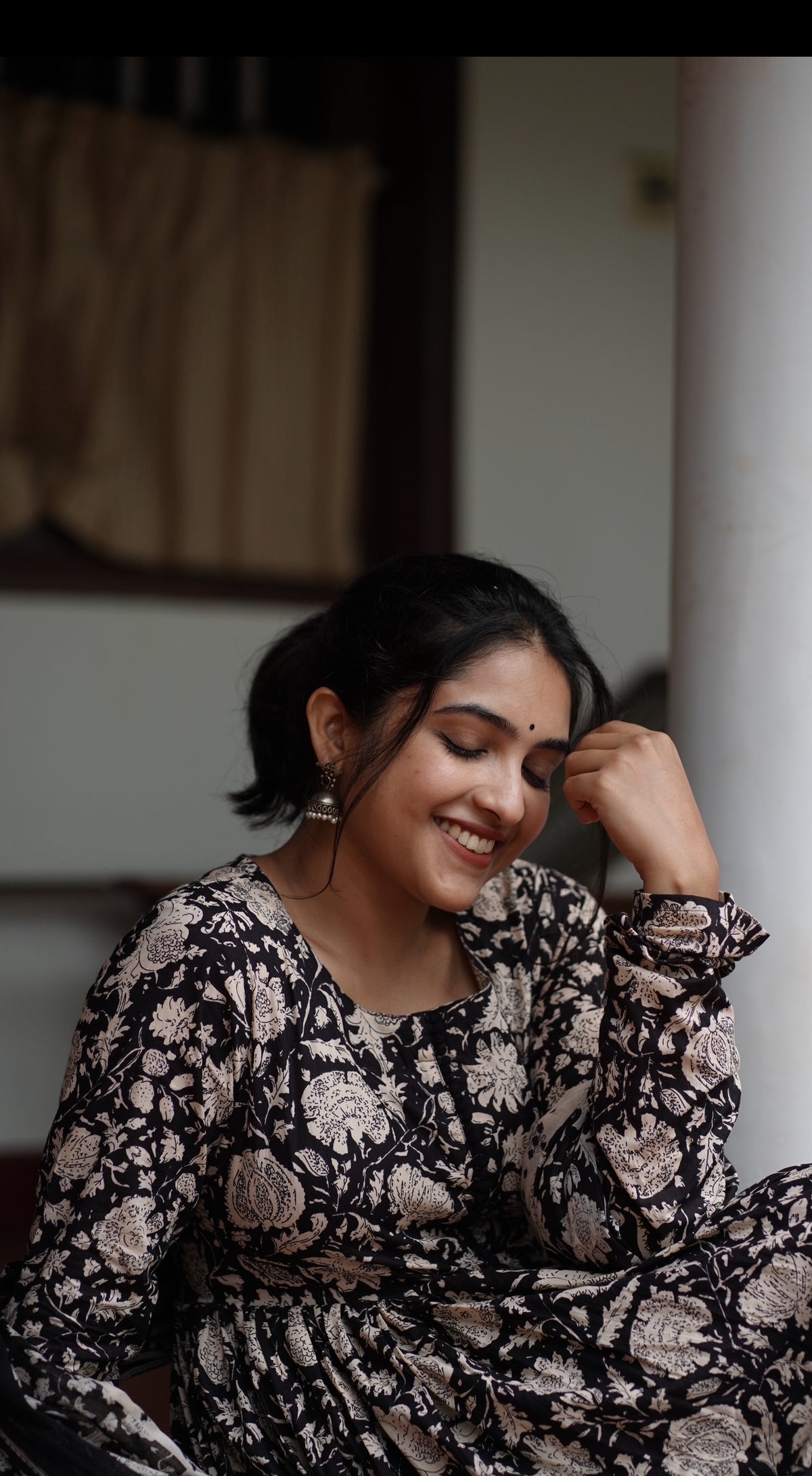 Mangai – Black Organic Cotton Block Print Anarkali Suit