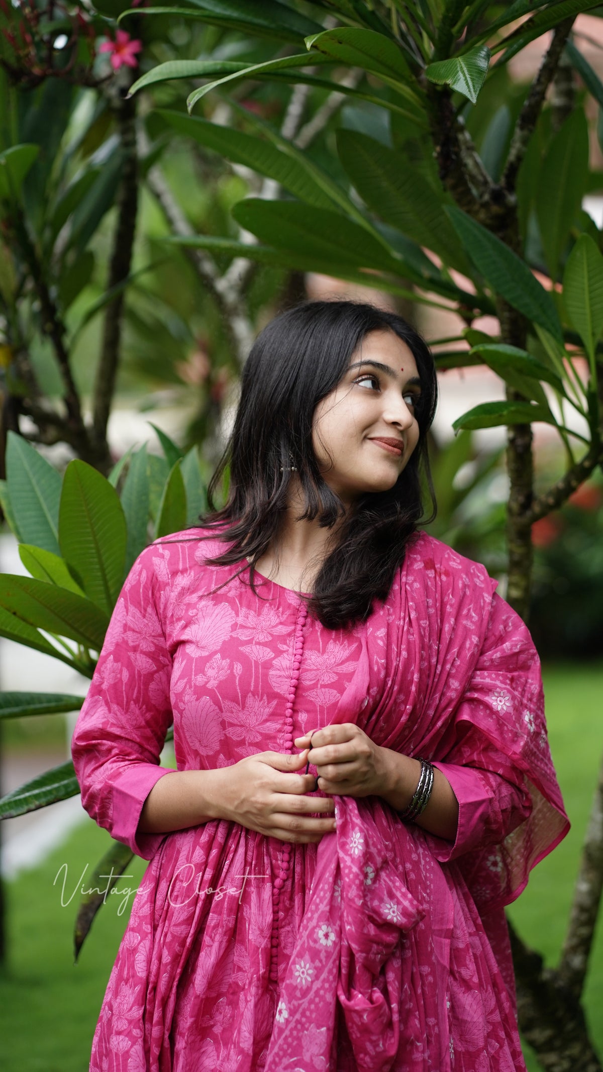 Amayra – Pink Cotton Handblock Print Anarkali Suit Set