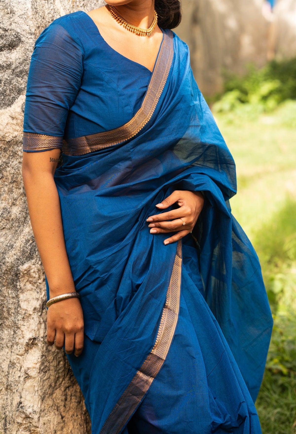 LEELA-Mangalgiri cotton saree-Blue
