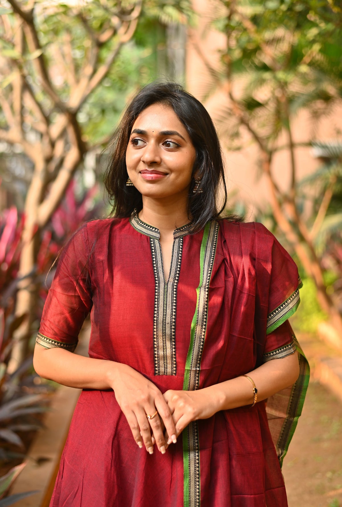 Padmini – Red Narayanpet Anarkali & Dupatta Set