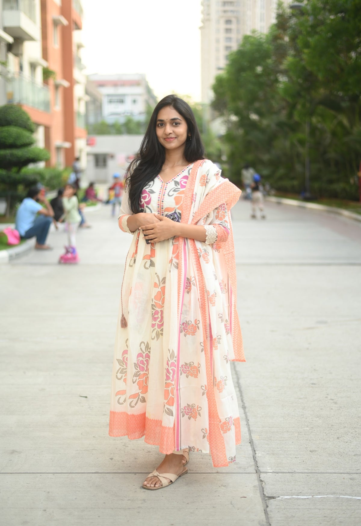 Shalini – Pink Embroidered Mul Cotton Dress & Dupatta Set