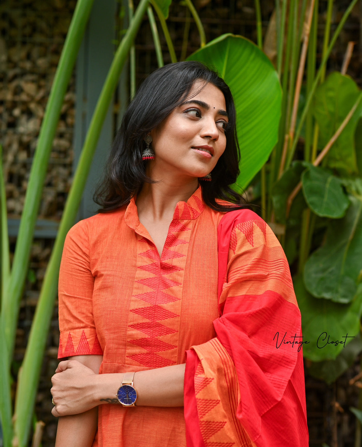 Sunaina – Coral Mangalgiri Cotton Anarkali Suit Set
