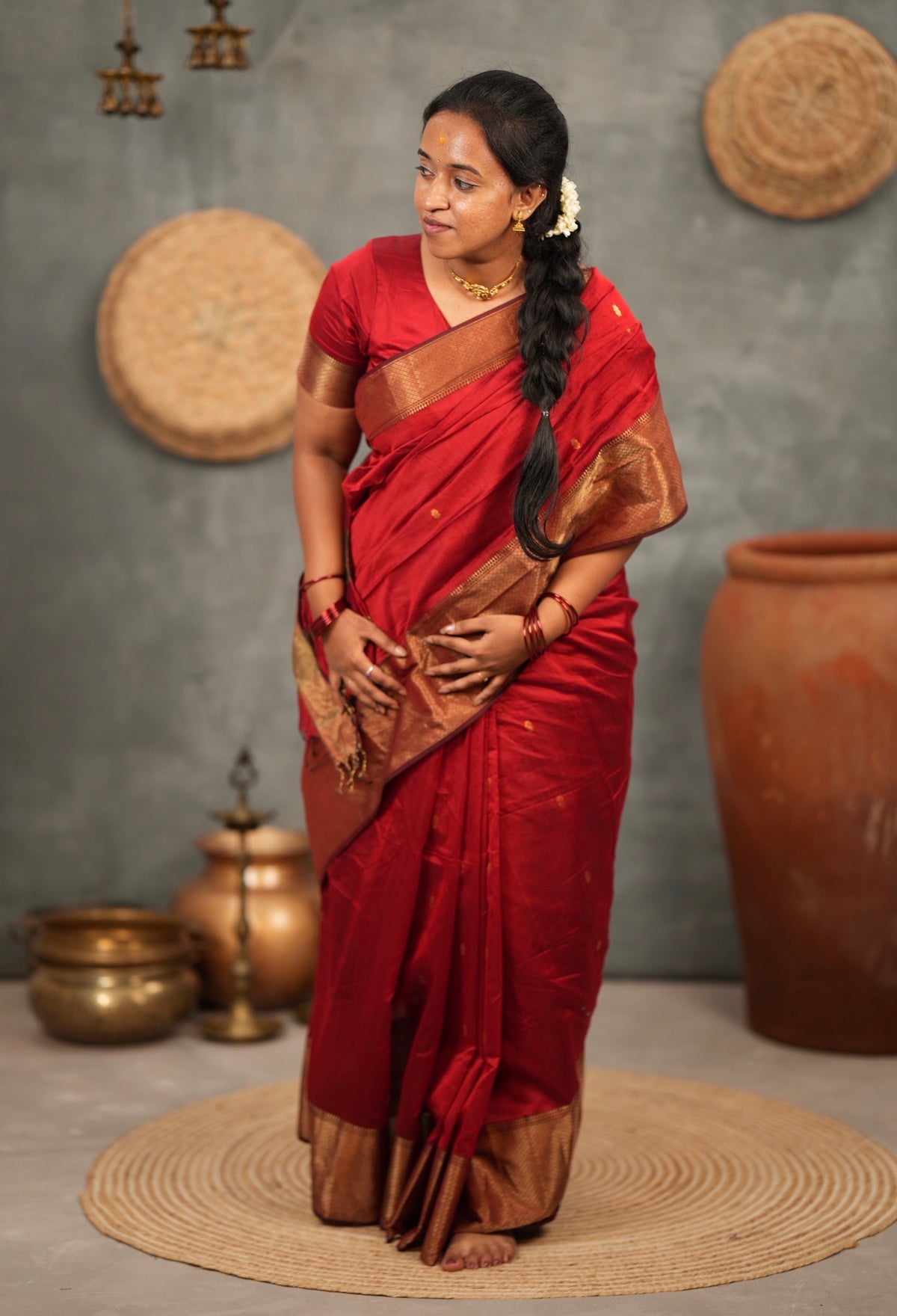 Sundari-Maheshwari silk saree(Maroon)
