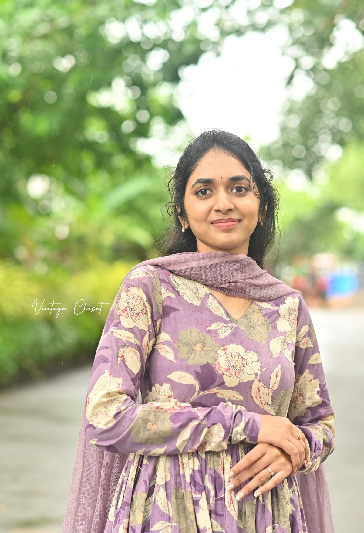 Surabhi – Violet Organic Cotton Block Print Anarkali Suit