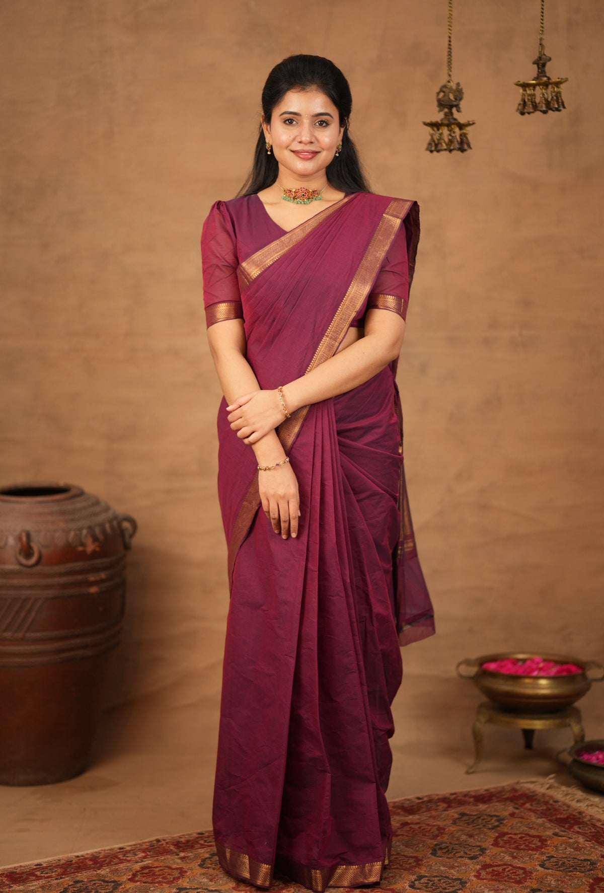 LEELA-Mangalgiri cotton-Maroon