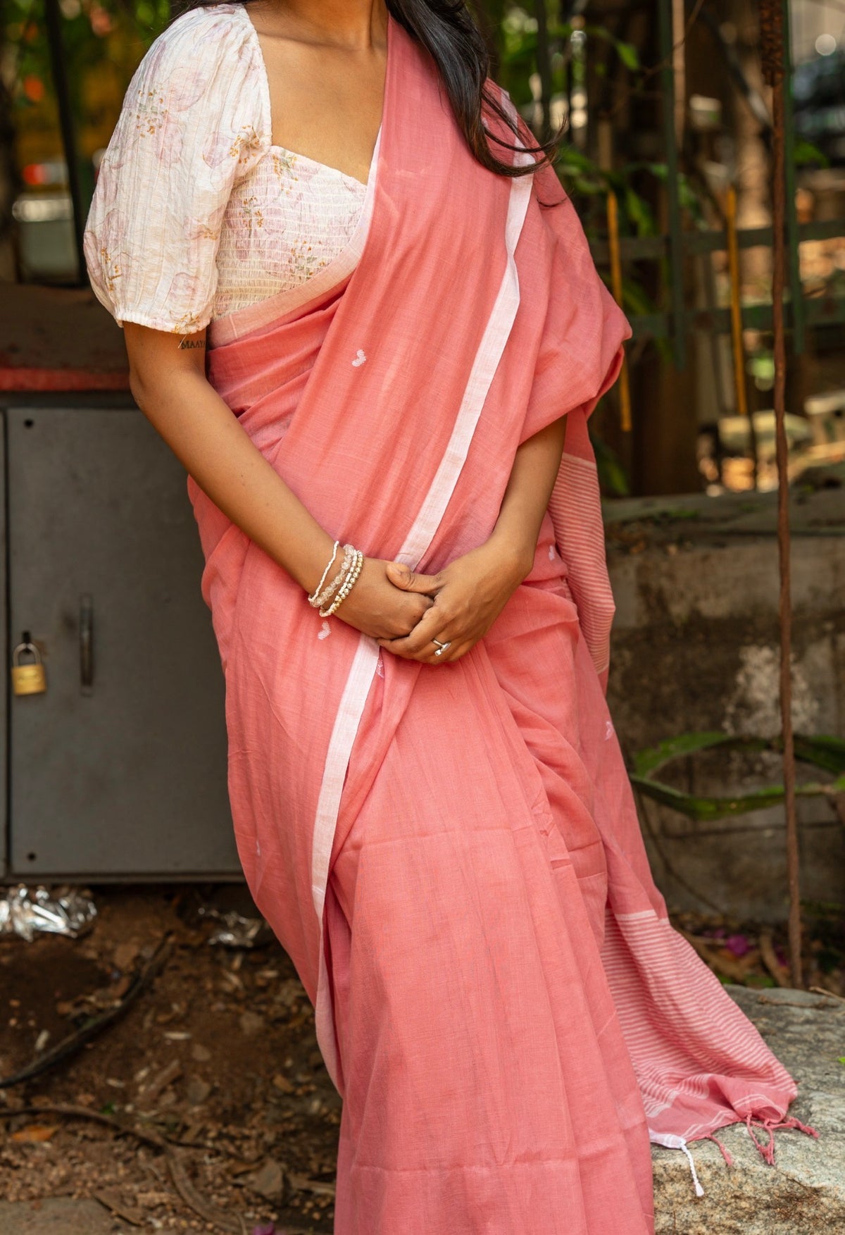 Sana-Heart embroidered jamdani saree
