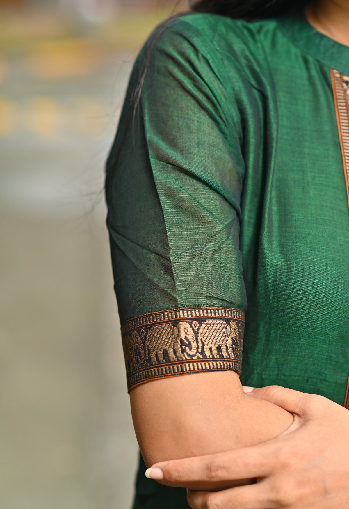 Arti Emerald – Emerald Green Narayanpet Handloom Anarkali Suit