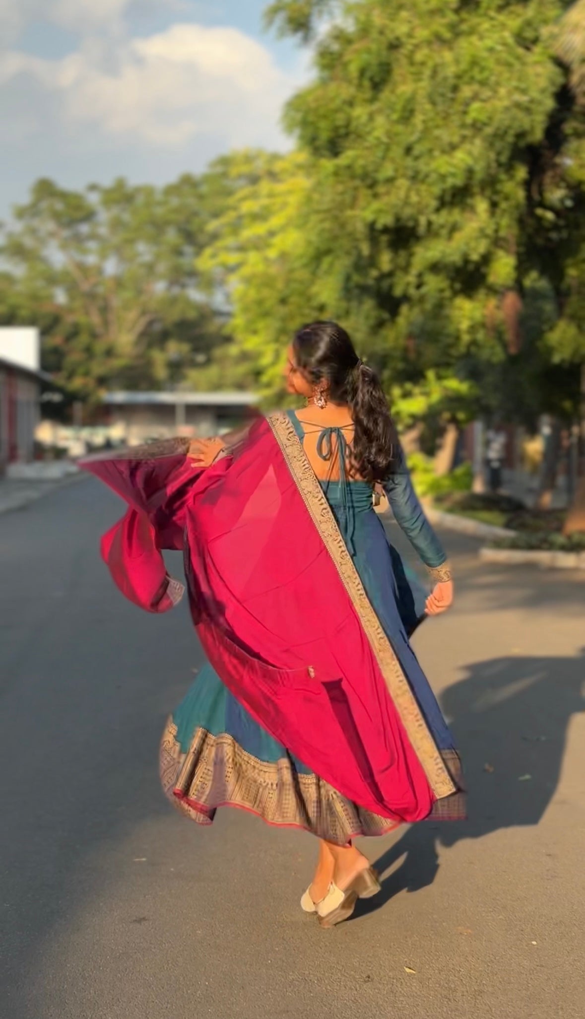 Mirna – Blue Narayanpet Handloom Anarkali Suit