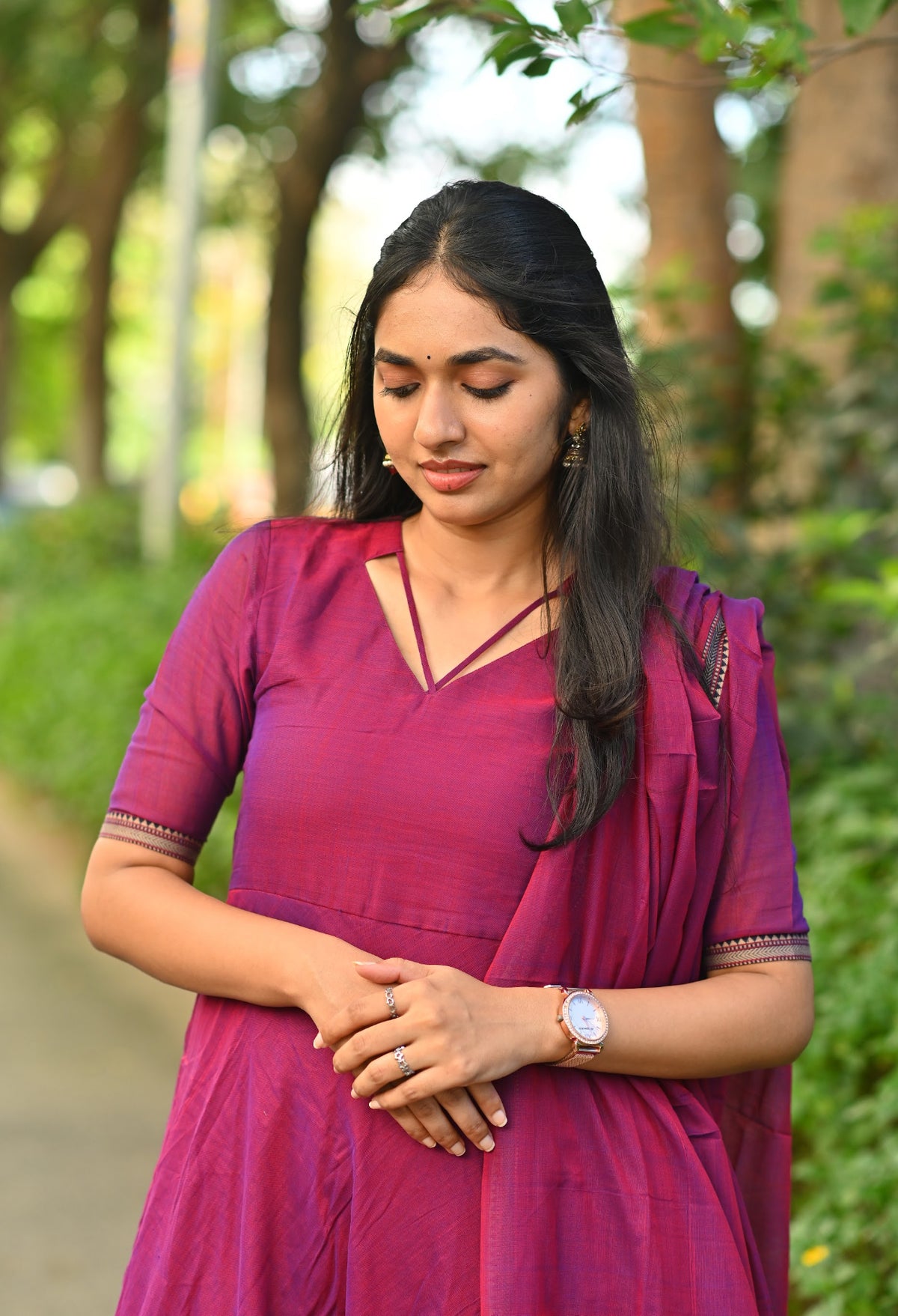 Padmini – Wine Violet Narayanpet Anarkali & Dupatta Set