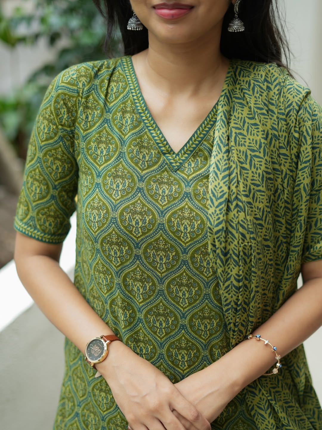 Varsha – Green Organic Cotton Block Print Straight Suit