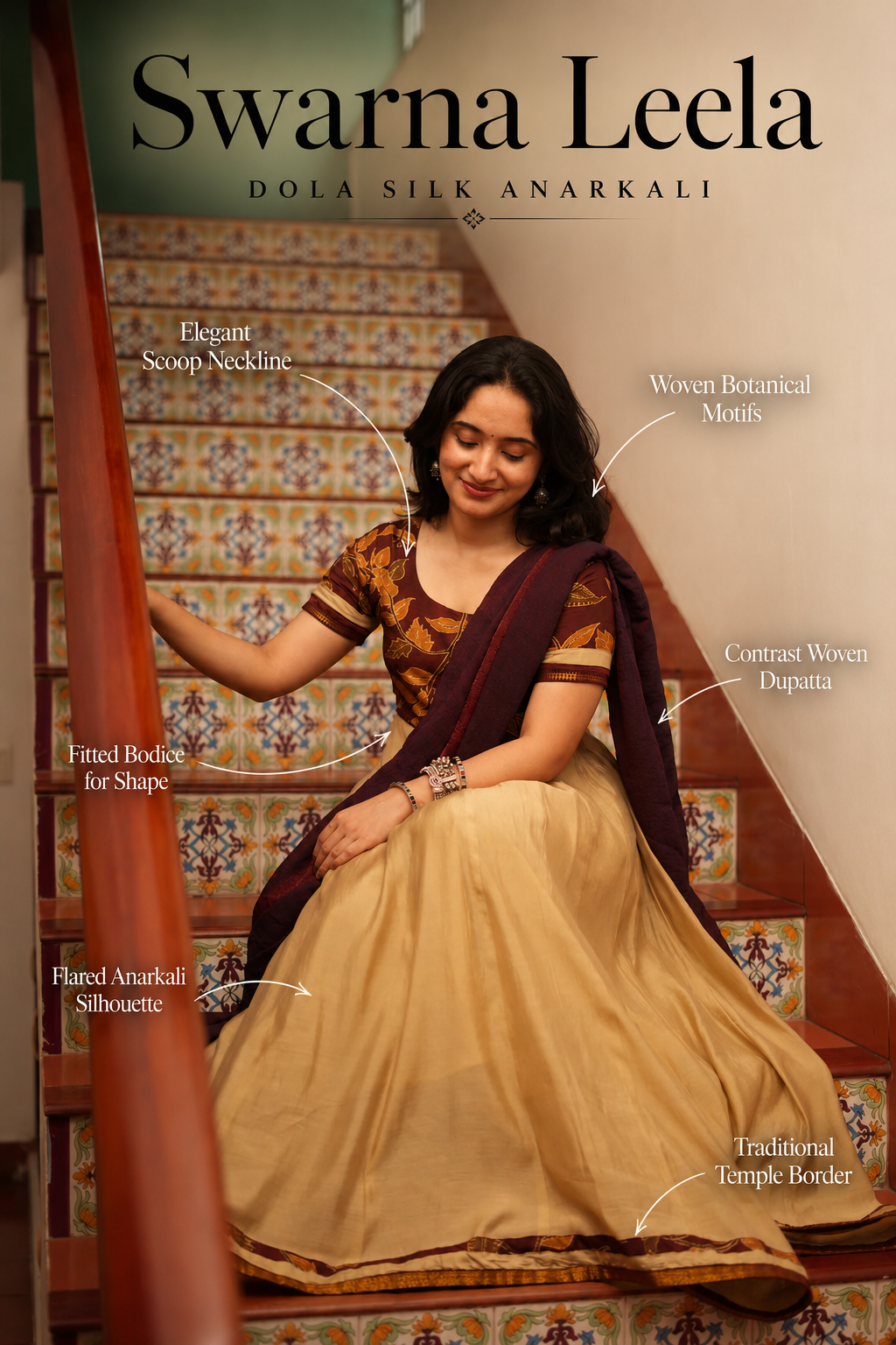 Swarna Leela – Dola Silk Anarkali with Maroon Dupatta