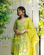 Iniyazh green floral cotton kurta set
