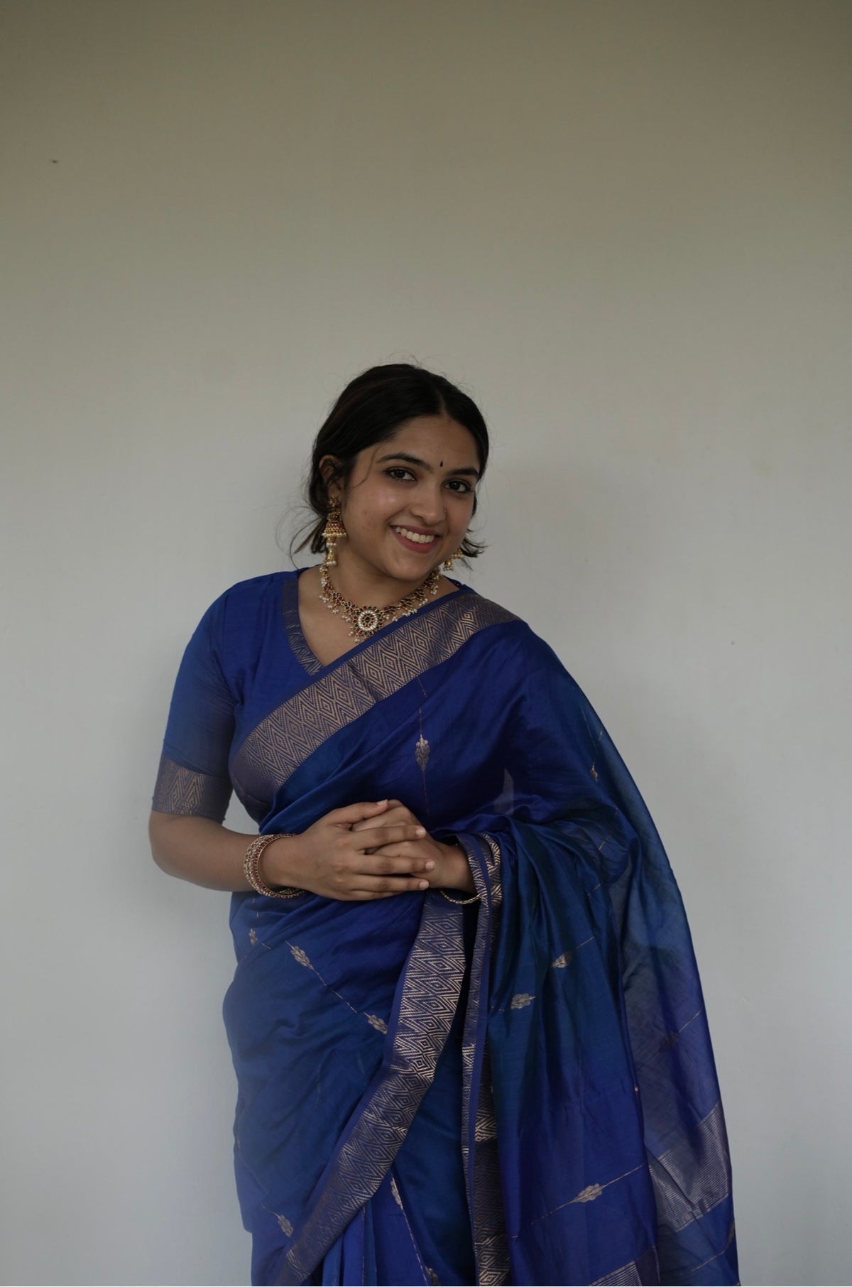 Sundari-Maheshwari silk saree( Royal blue )