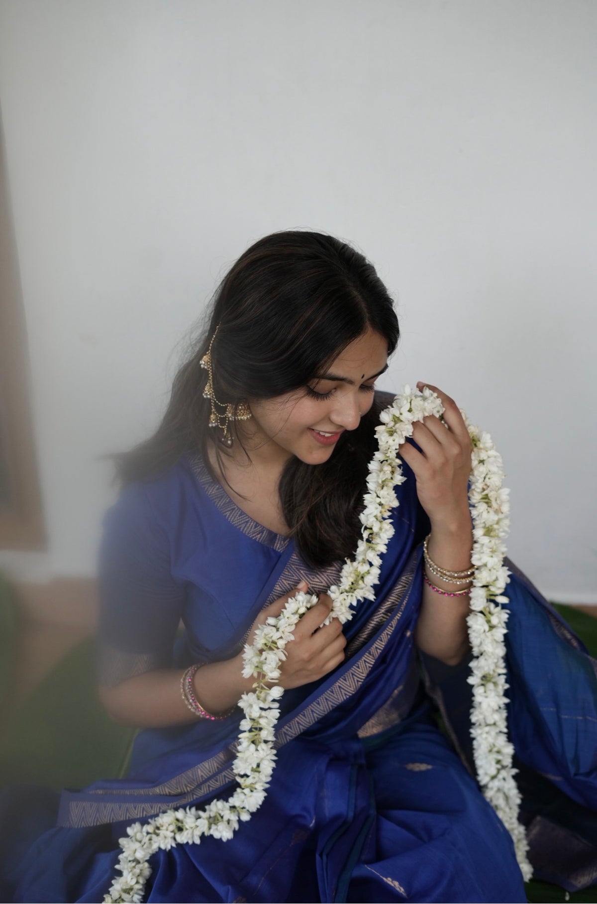 Sundari-Maheshwari silk saree( Royal blue )
