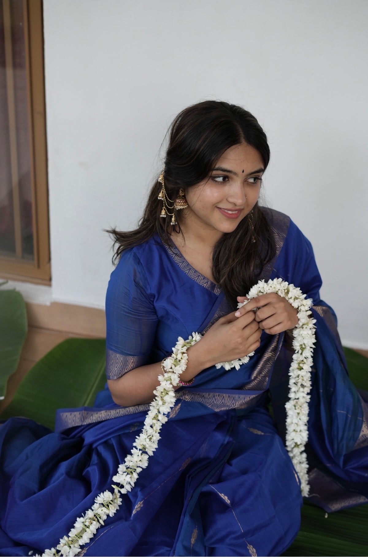 Sundari-Maheshwari silk saree( Royal blue )