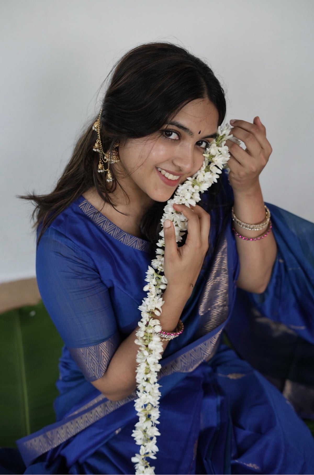 Sundari-Maheshwari silk saree( Royal blue )