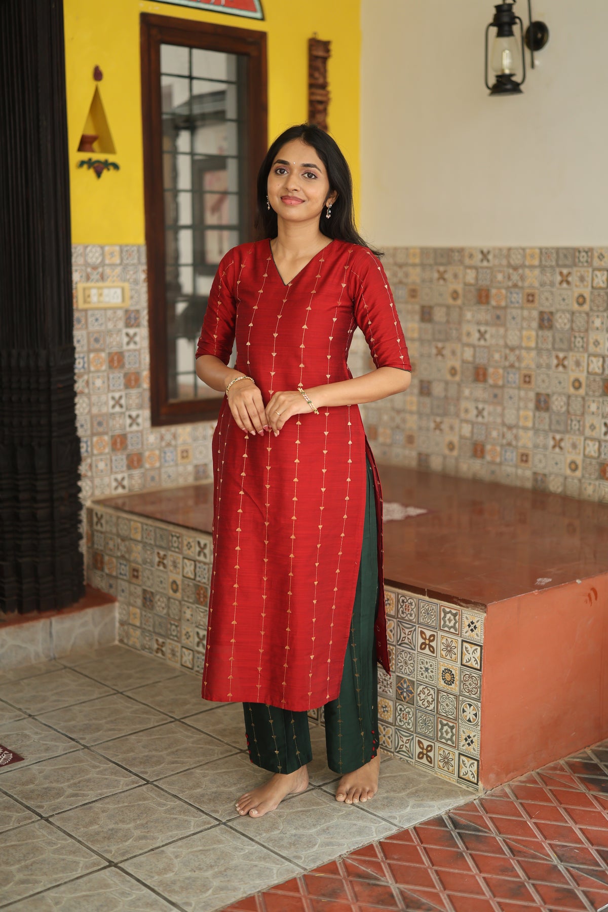 Yashodha-MAROON AND GREEN