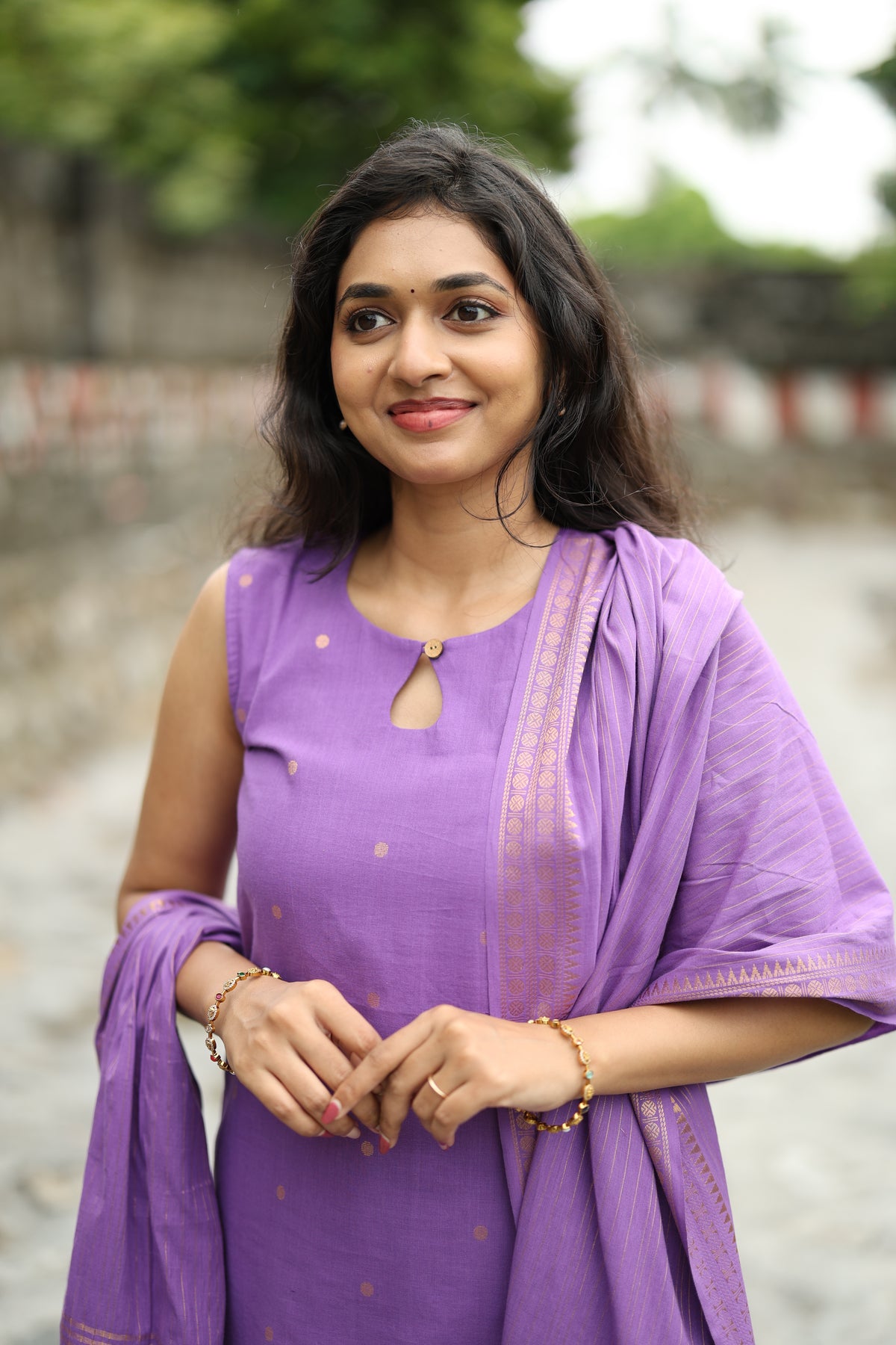 Prathiksha(Lilac)-Southcotton polka set