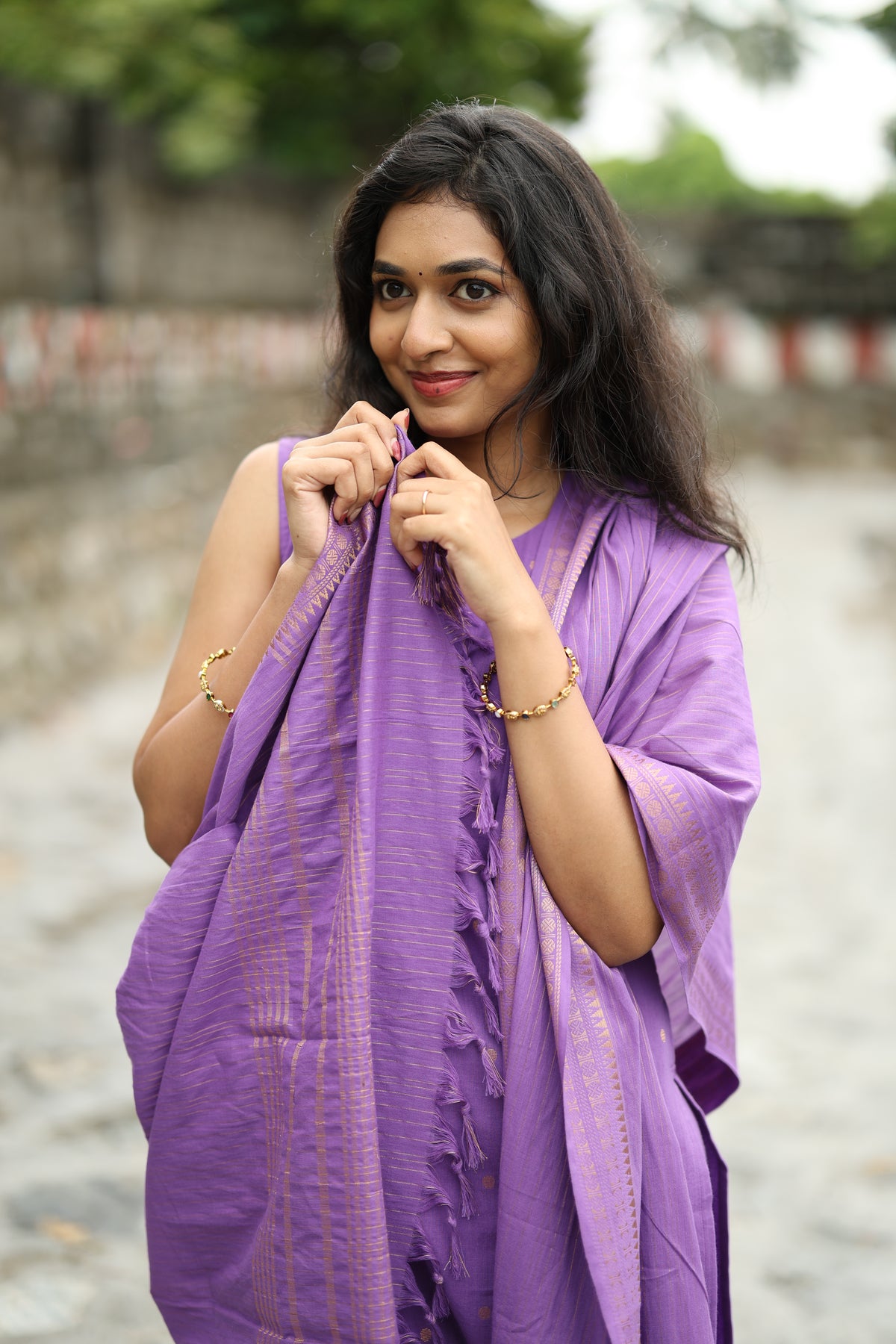 Prathiksha(Lilac)-Southcotton polka set
