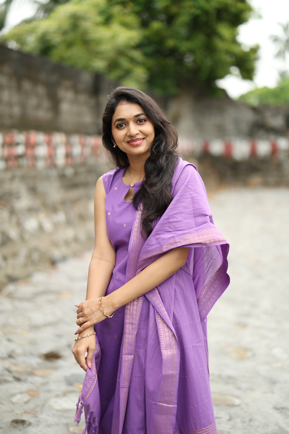 Prathiksha(Lilac)-Southcotton polka set