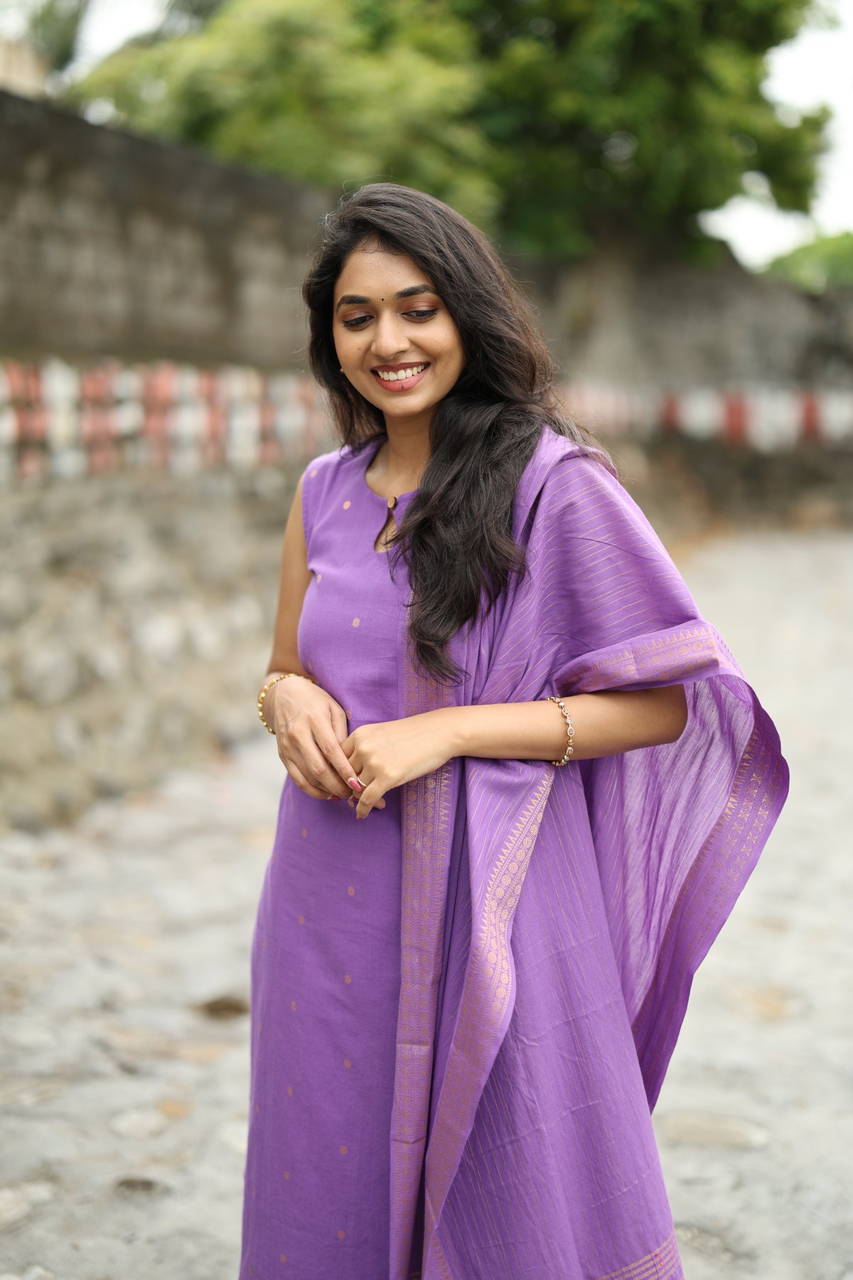 Prathiksha(Lilac)-Southcotton polka set