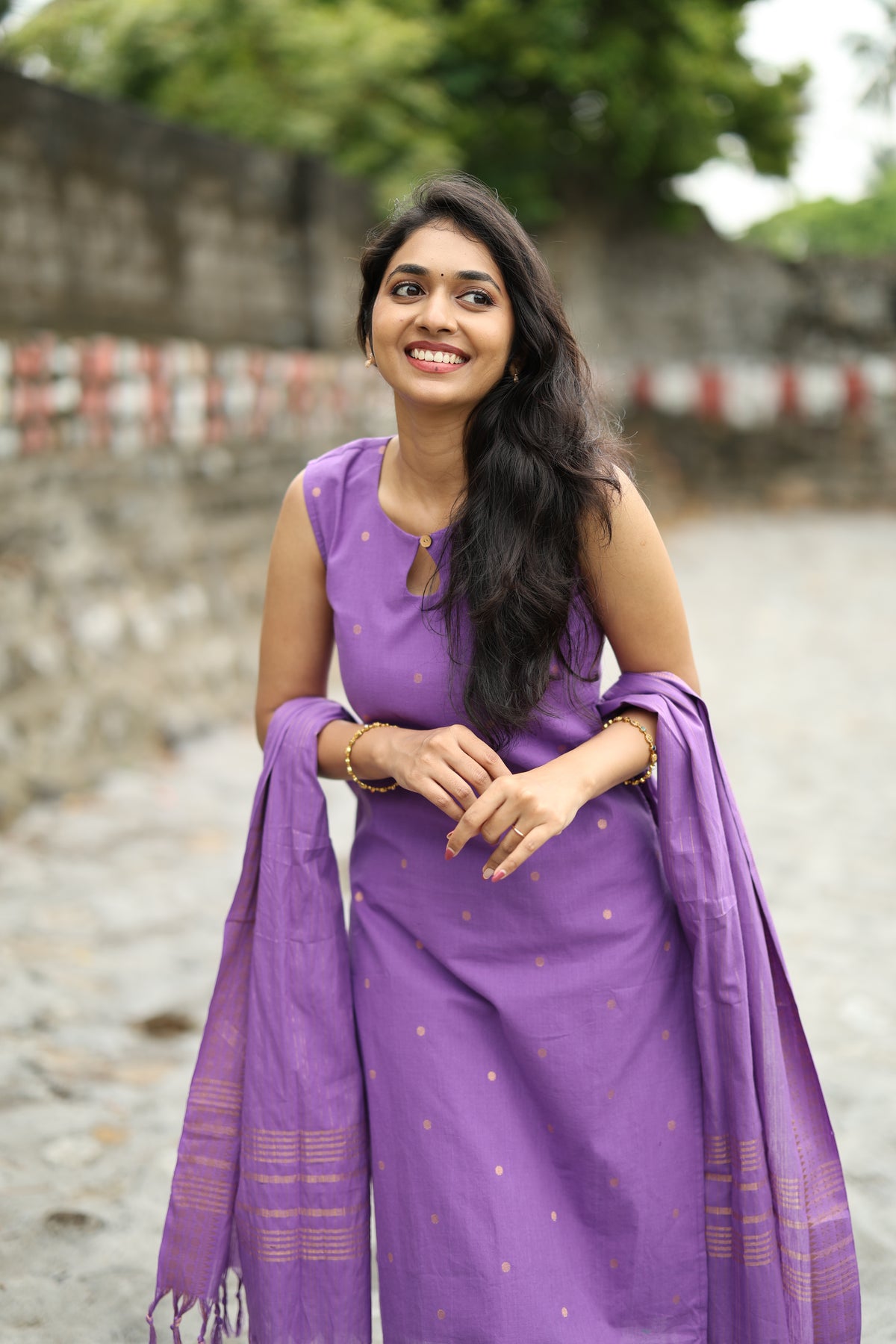 Prathiksha(Lilac)-Southcotton polka set