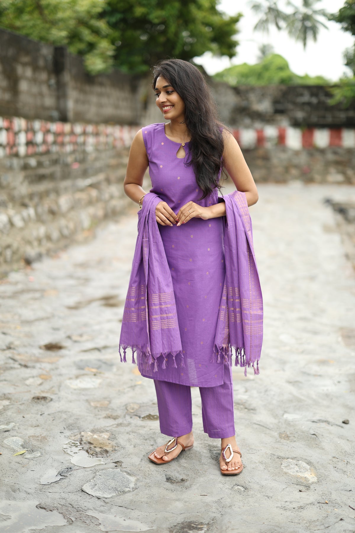 Prathiksha(Lilac)-Southcotton polka set