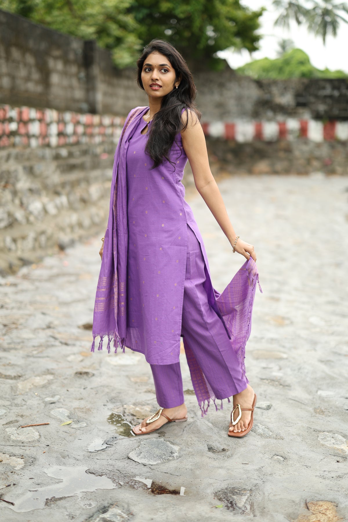 Prathiksha(Lilac)-Southcotton polka set