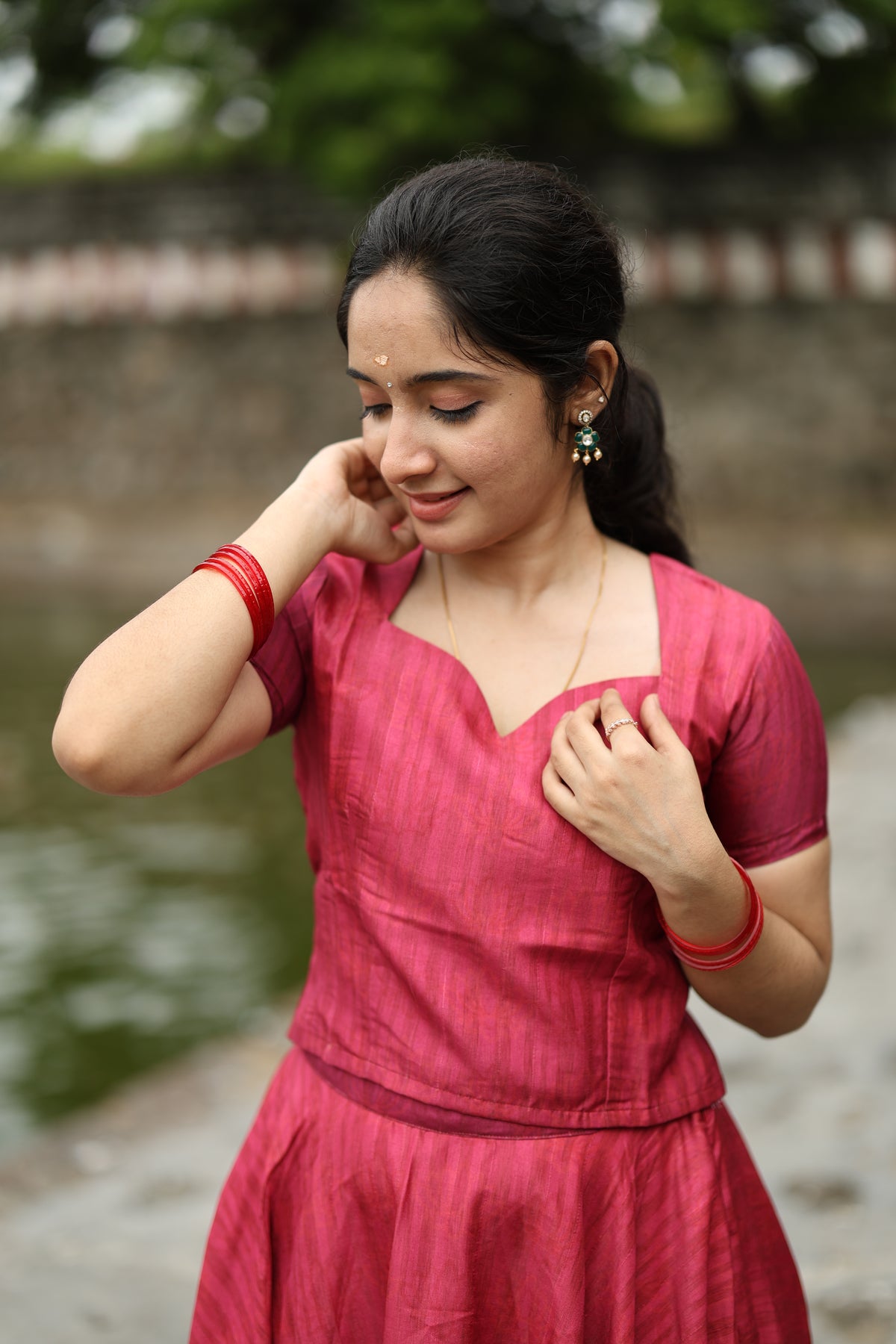 Tarangini I – Semi Tussar Silk Top & Pichwai Skirt Set