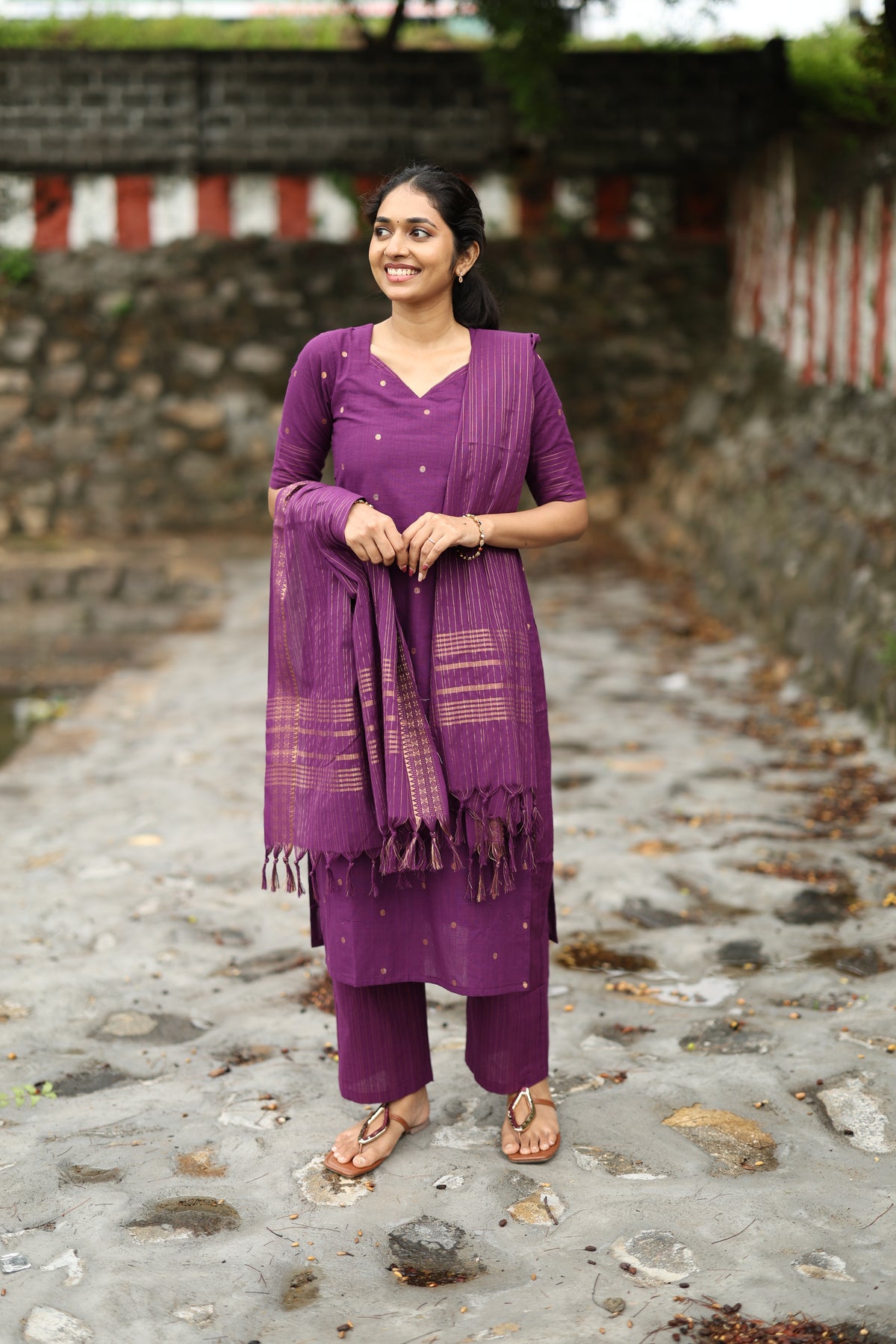 Prathiksha(Violet)-Southcotton polka set