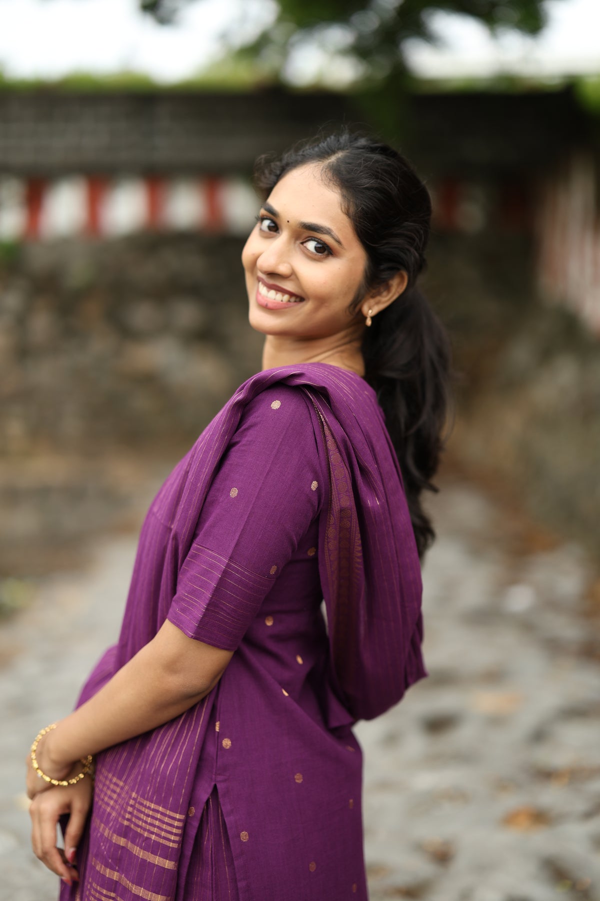 Prathiksha(Violet)-Southcotton polka set