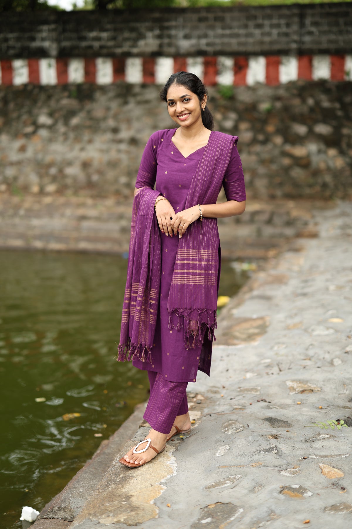 Prathiksha(Violet)-Southcotton polka set