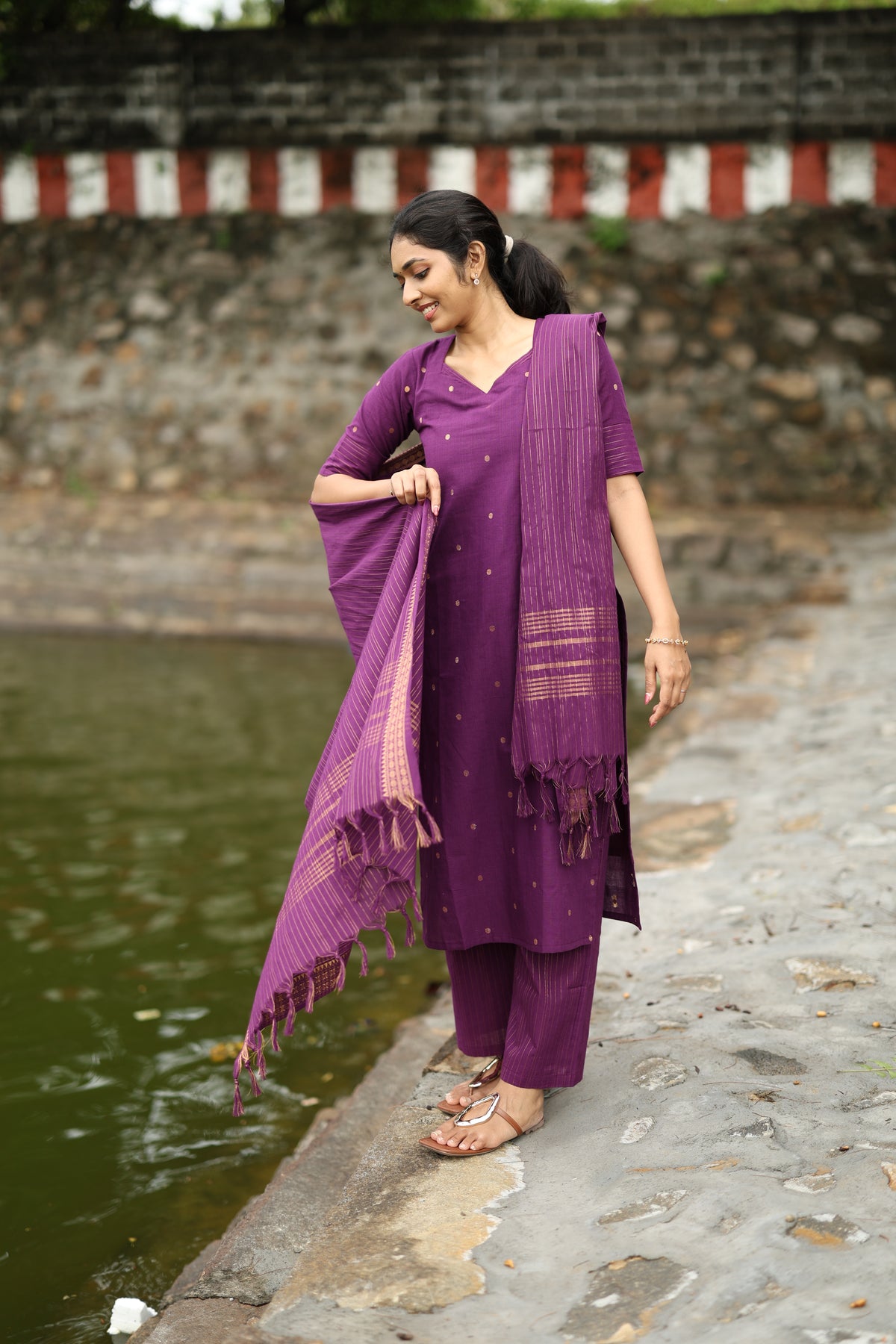 Prathiksha(Violet)-Southcotton polka set