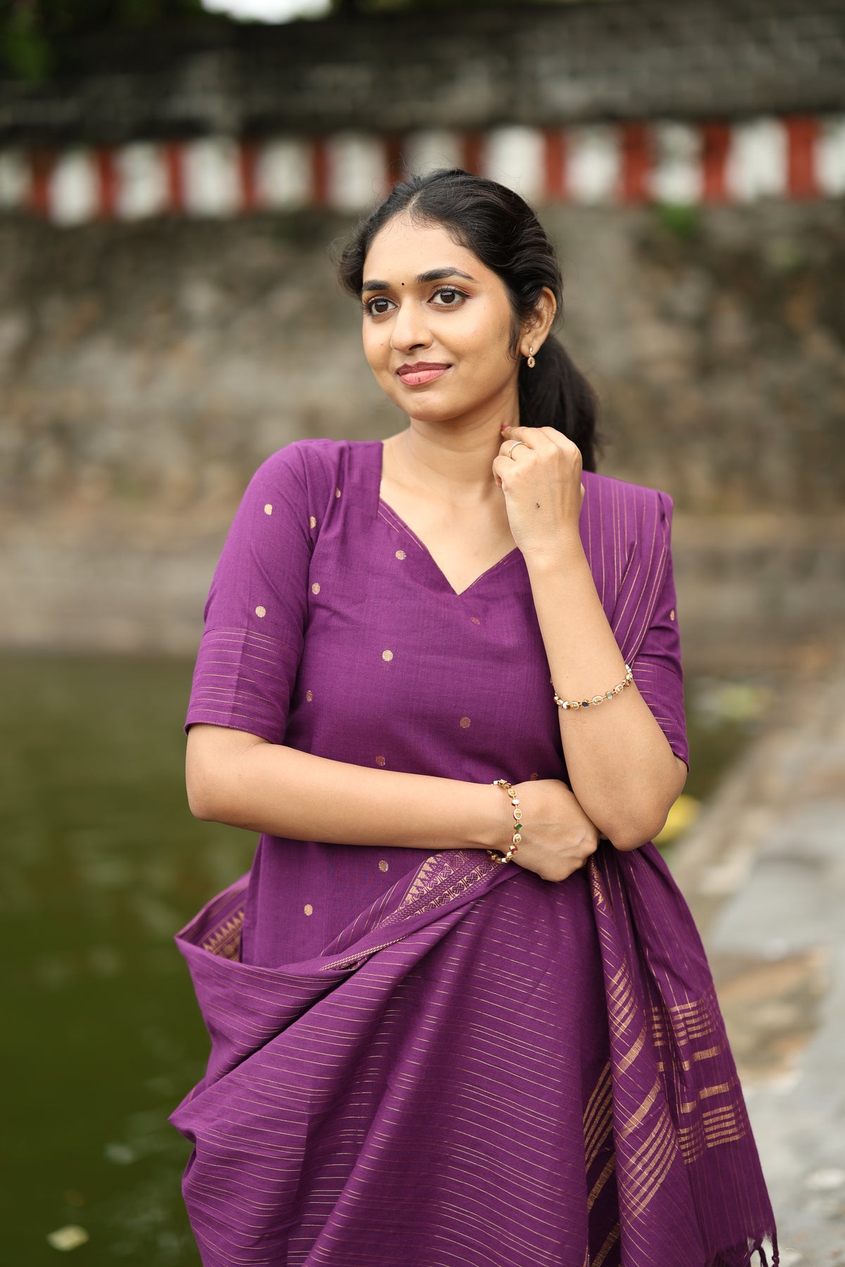 Prathiksha(Violet)-Southcotton polka set